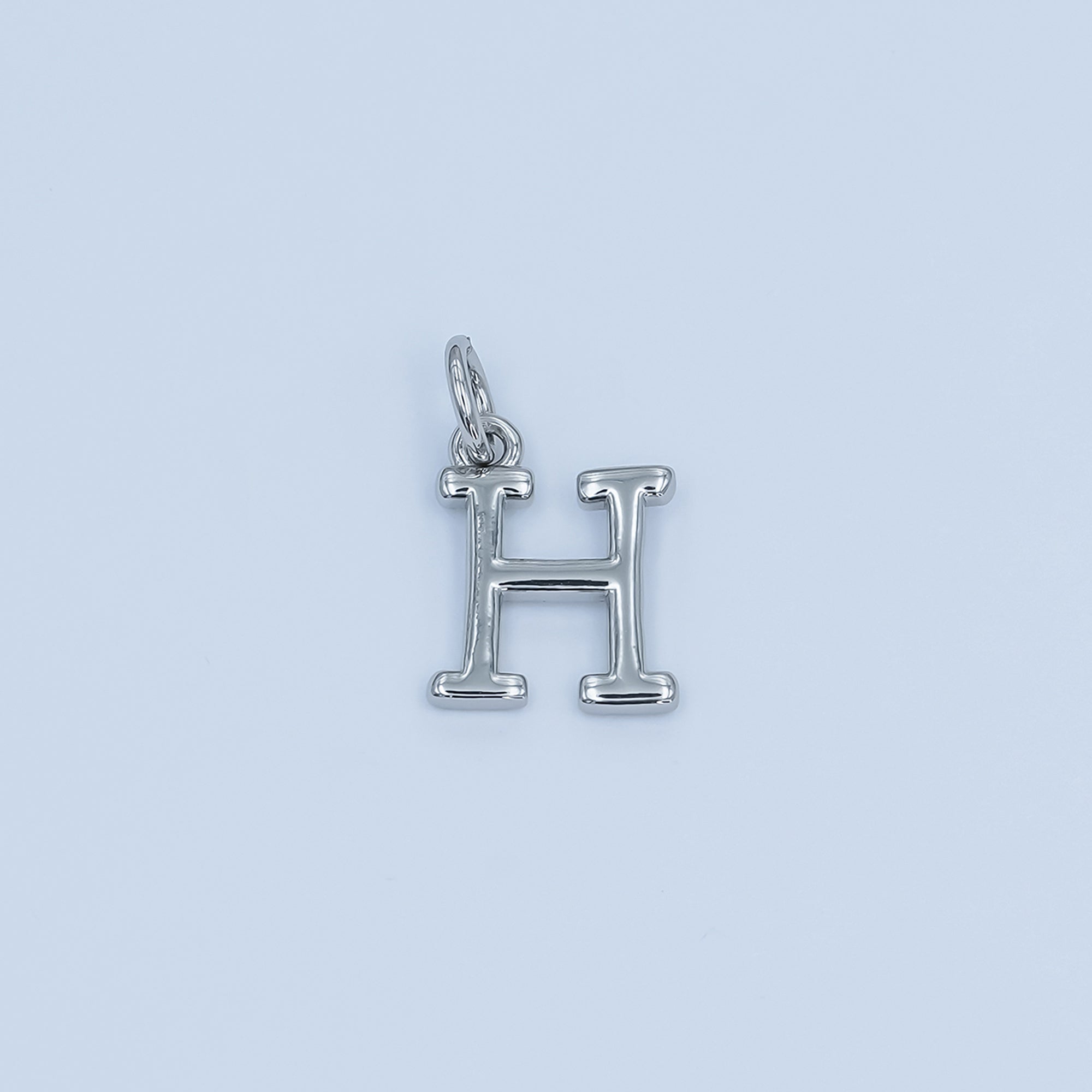 Rhodium Plated Minimalist Initial Letter Charm | A141 - A153