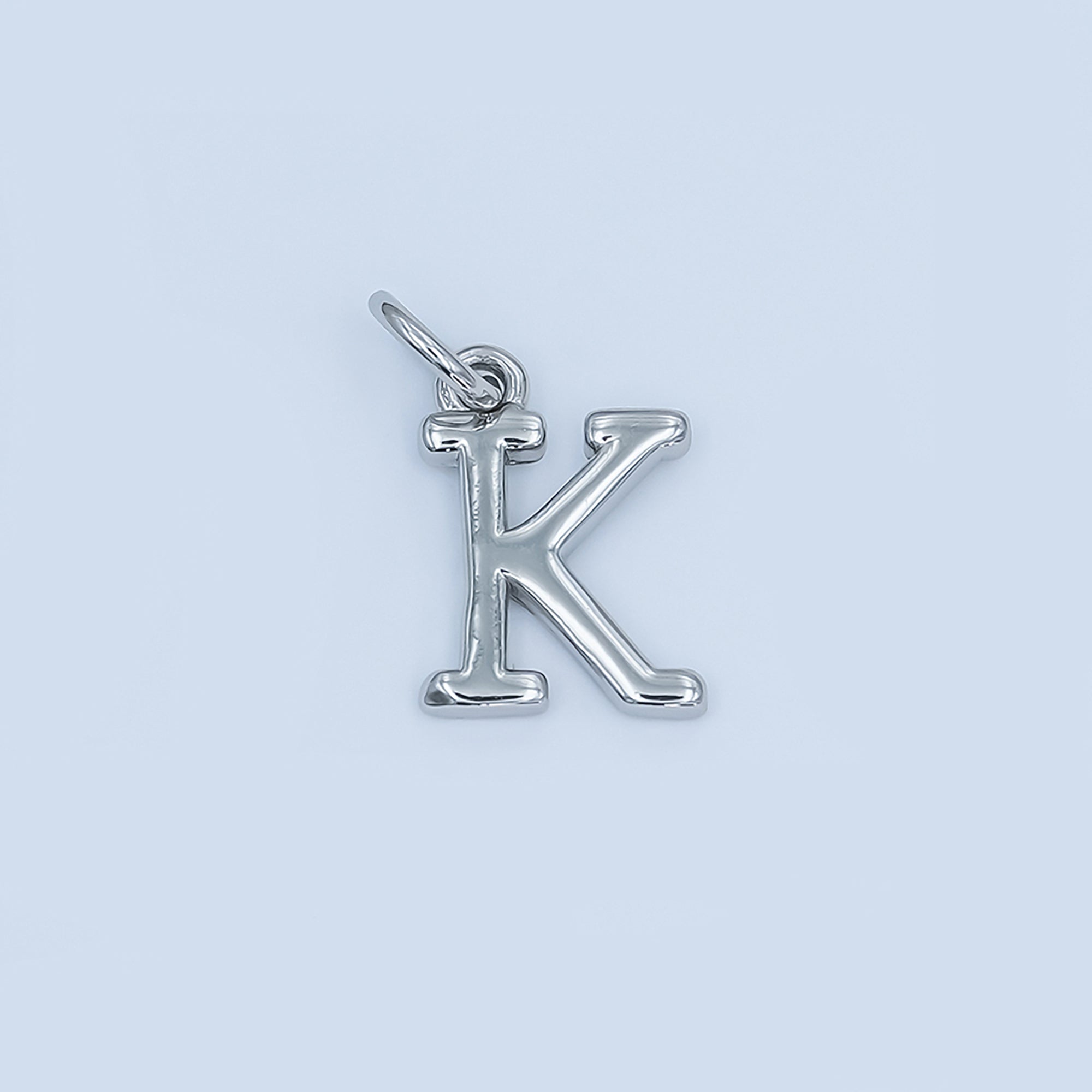 Rhodium Plated Minimalist Initial Letter Charm | A141 - A153