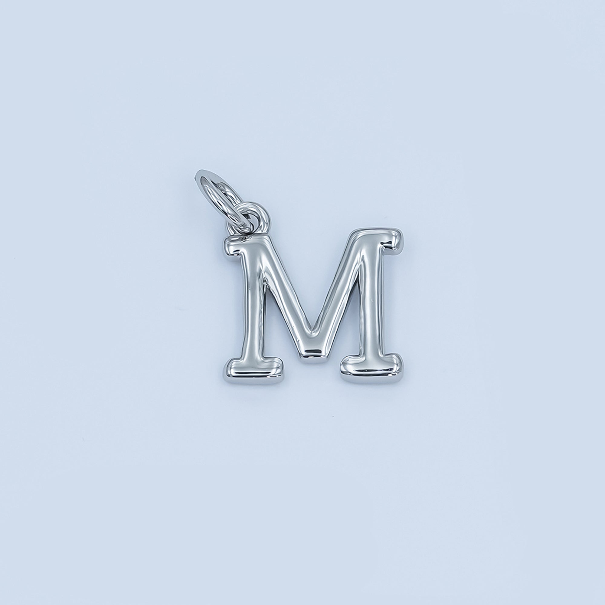 Rhodium Plated Minimalist Initial Letter Charm | A141 - A153