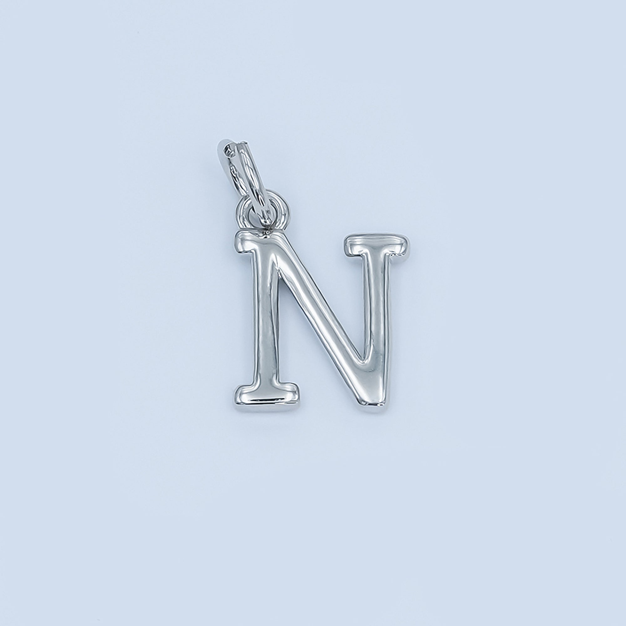 Rhodium Plated Minimalist Initial Letter Charm | A141 - A153