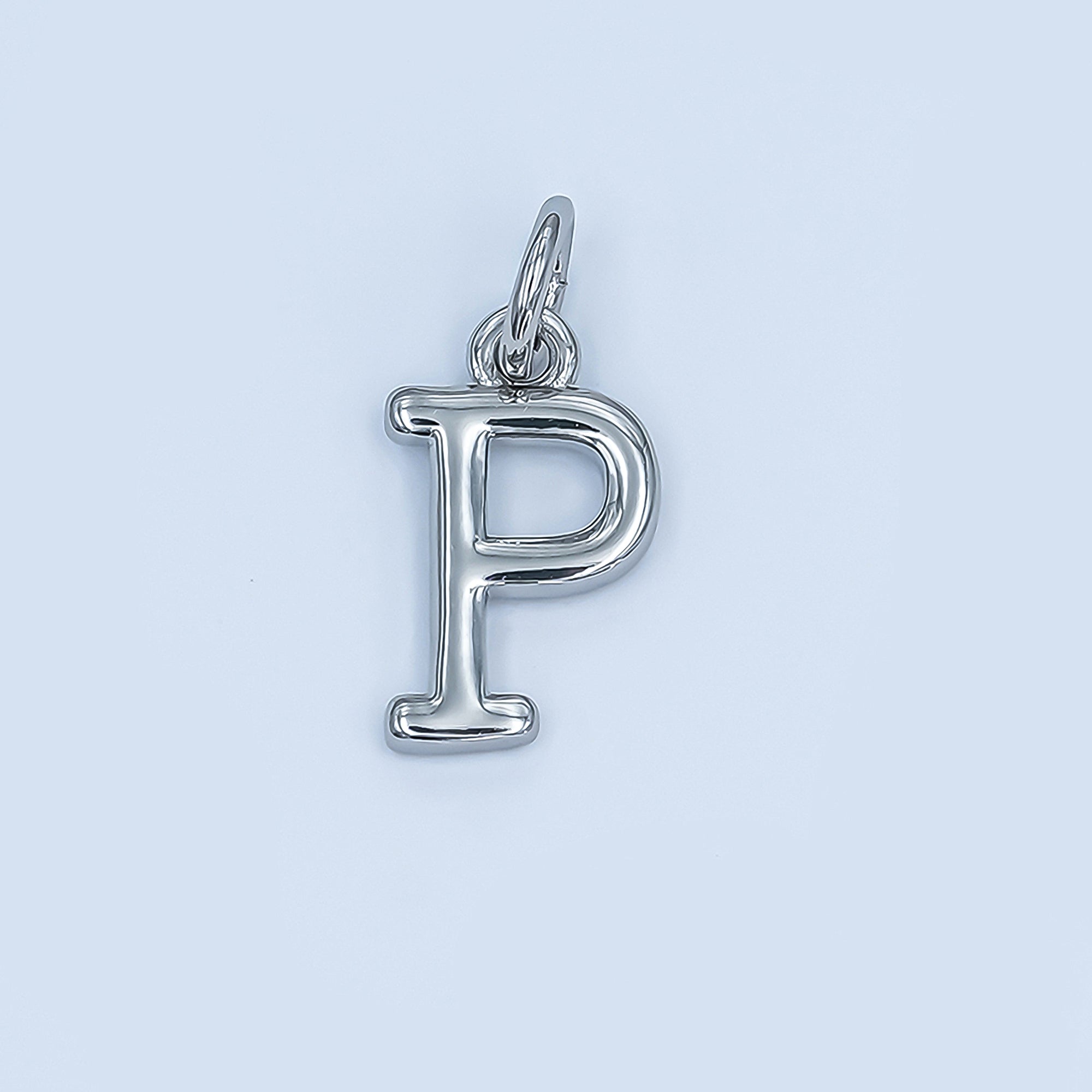 Rhodium Plated Minimalist Initial Letter Charm | A141 - A153