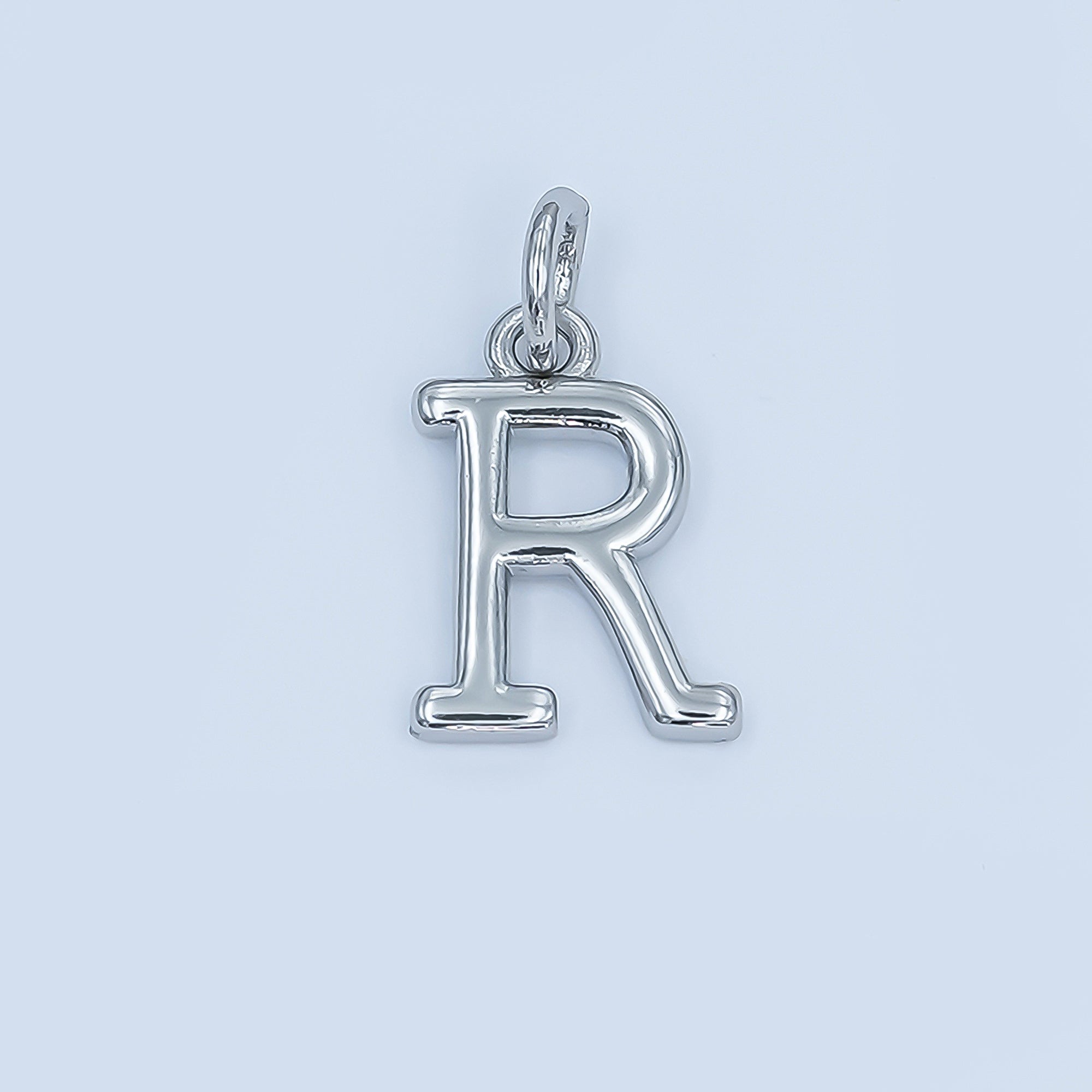 Rhodium Plated Minimalist Initial Letter Charm | A141 - A153