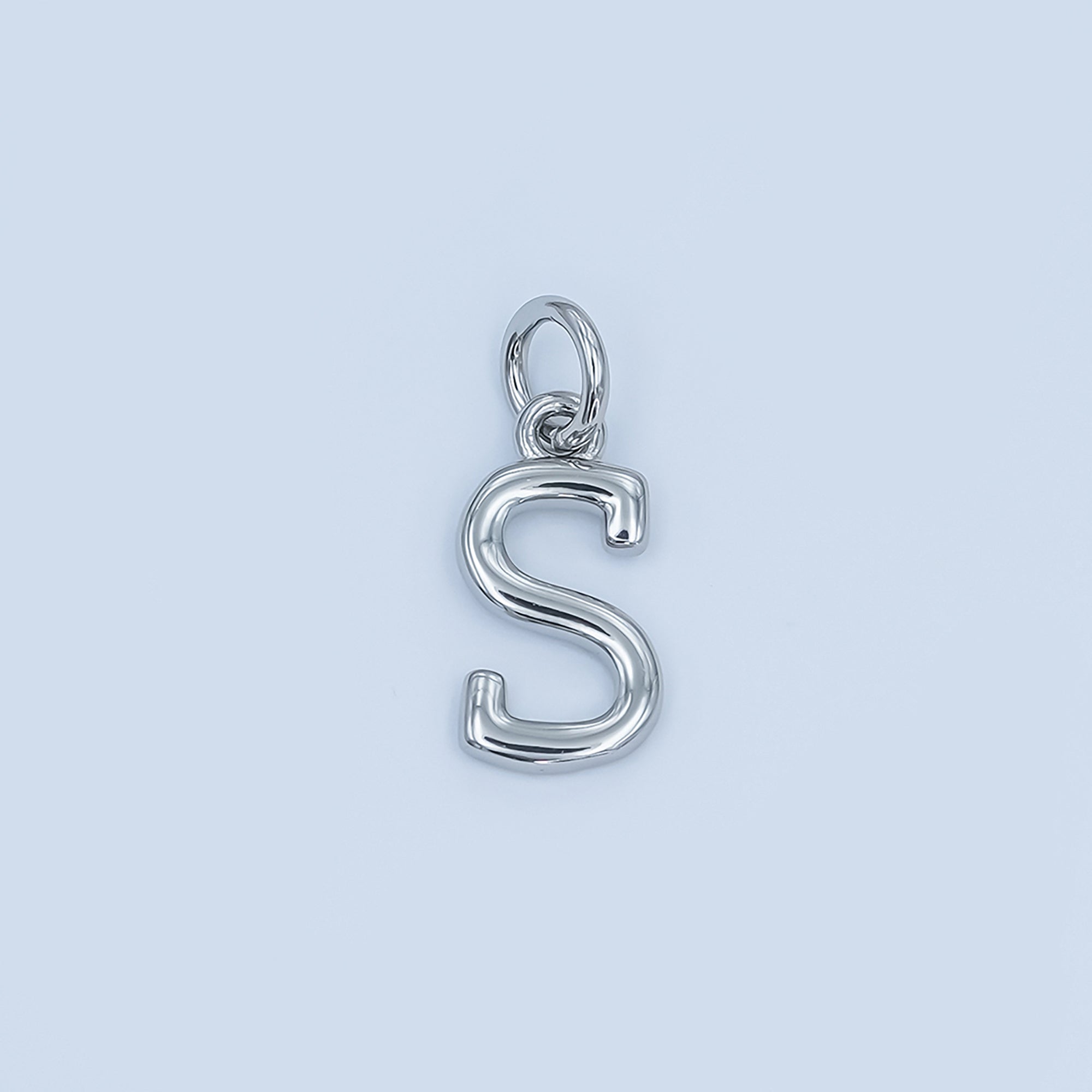 Rhodium Plated Minimalist Initial Letter Charm | A141 - A153