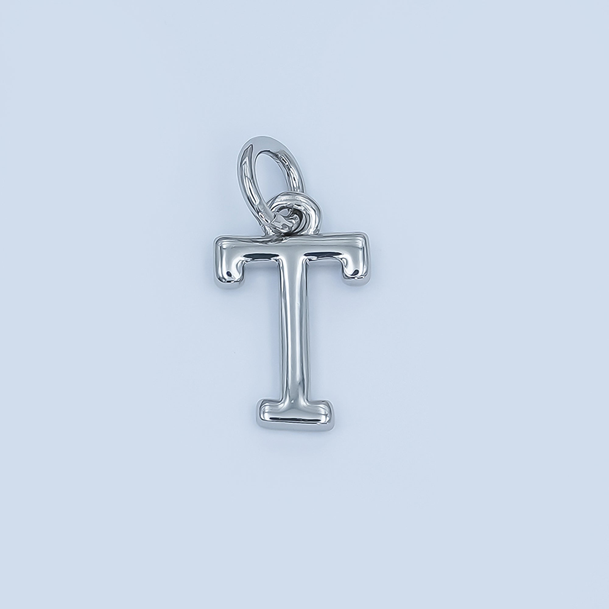 Rhodium Plated Minimalist Initial Letter Charm | A141 - A153