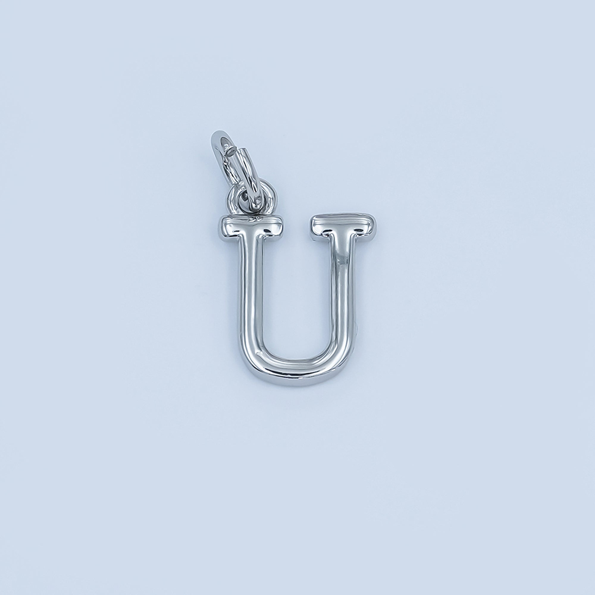 Rhodium Plated Minimalist Initial Letter Charm | A141 - A153