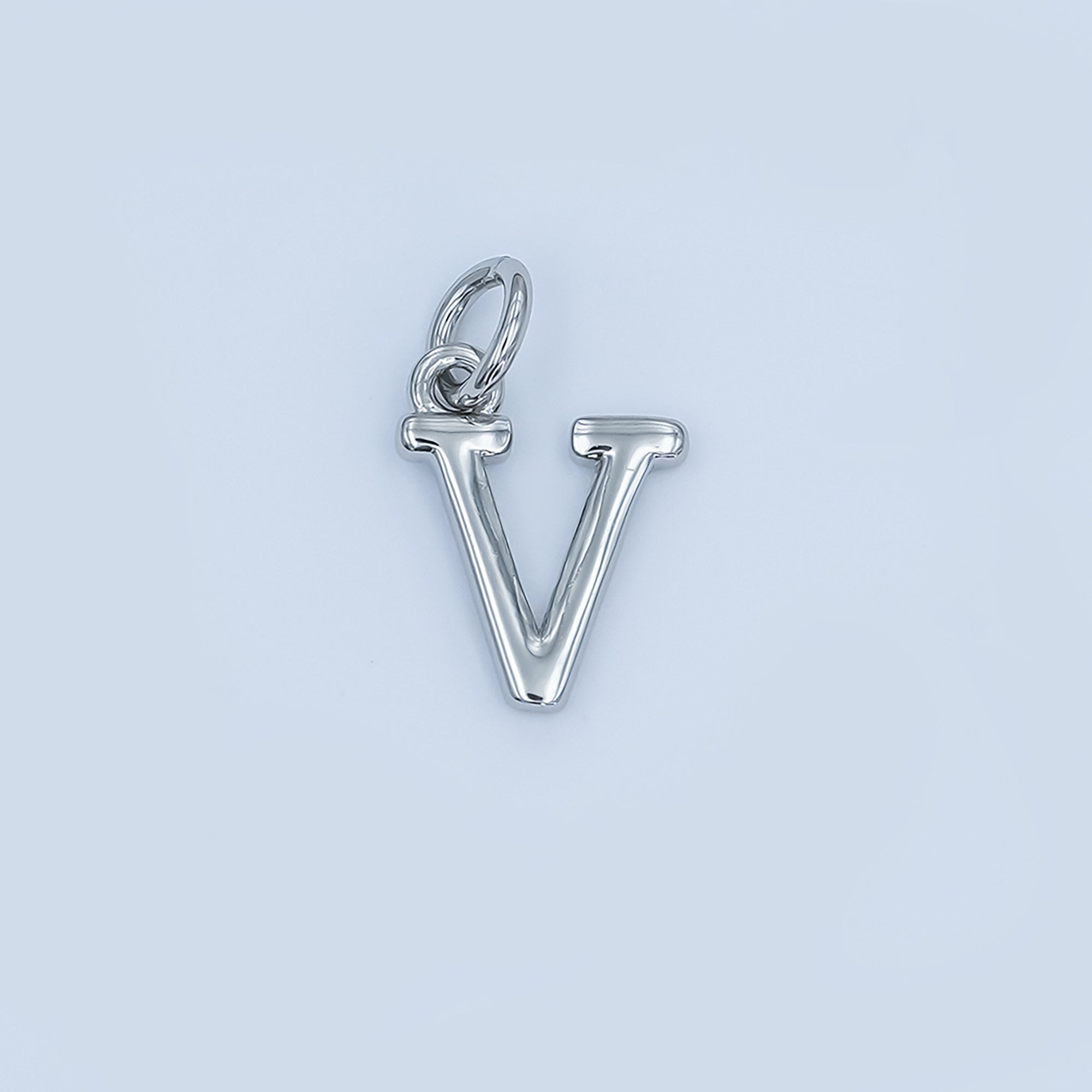 Rhodium Plated Minimalist Initial Letter Charm | A141 - A153