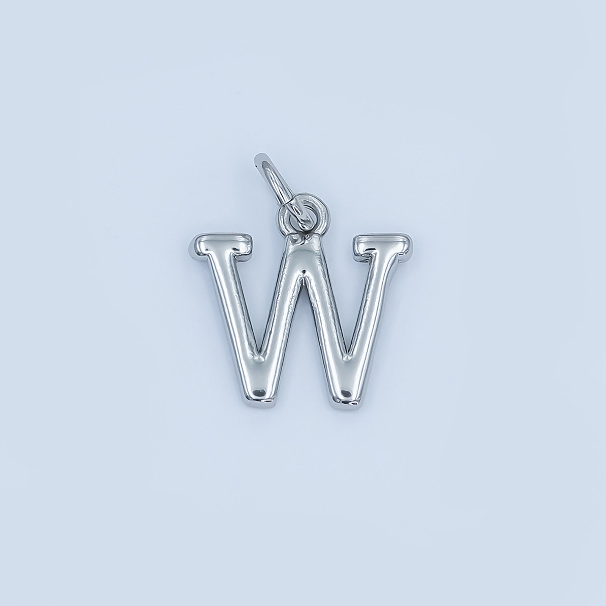 Rhodium Plated Minimalist Initial Letter Charm | A141 - A153