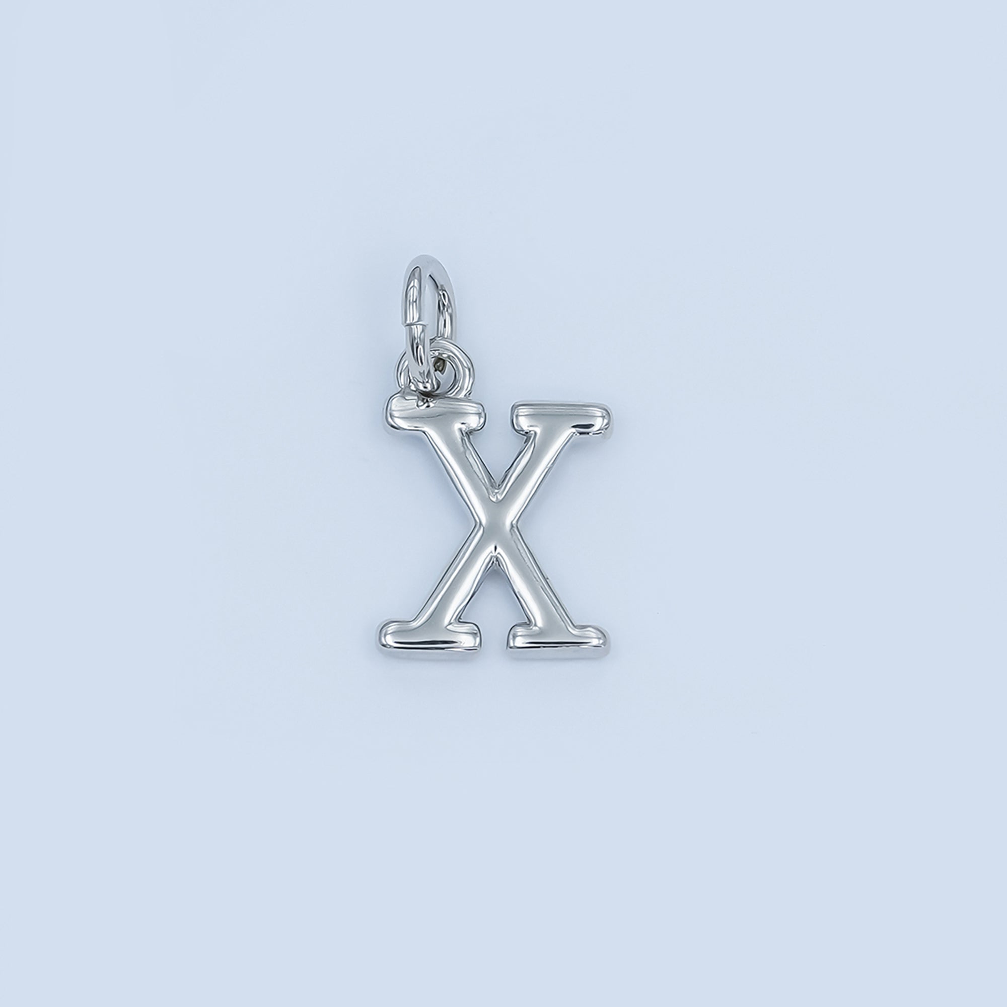 Rhodium Plated Minimalist Initial Letter Charm | A141 - A153