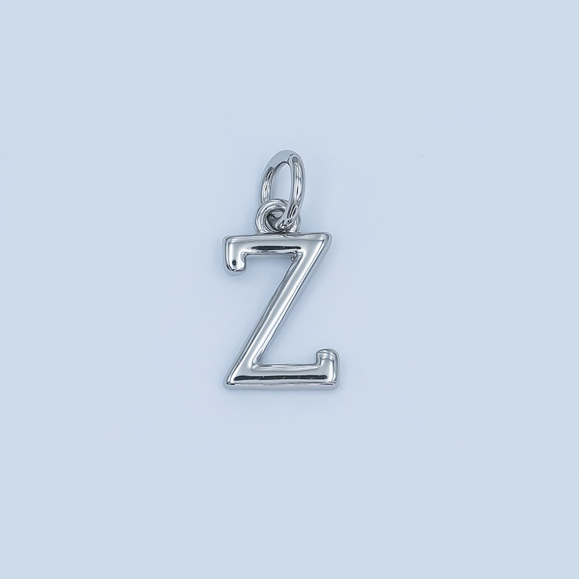 Rhodium Plated Minimalist Initial Letter Charm | A141 - A153