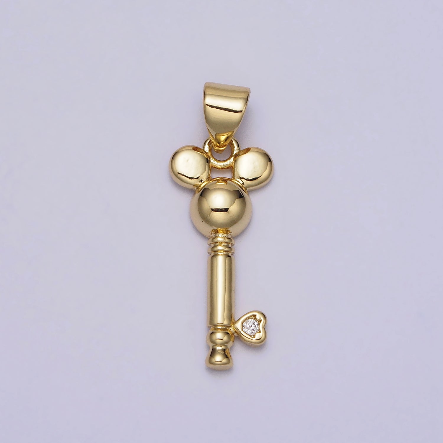 Gold Mini Three Rounded Mouse Key Heart Pendant | AA091 - DLUXCA