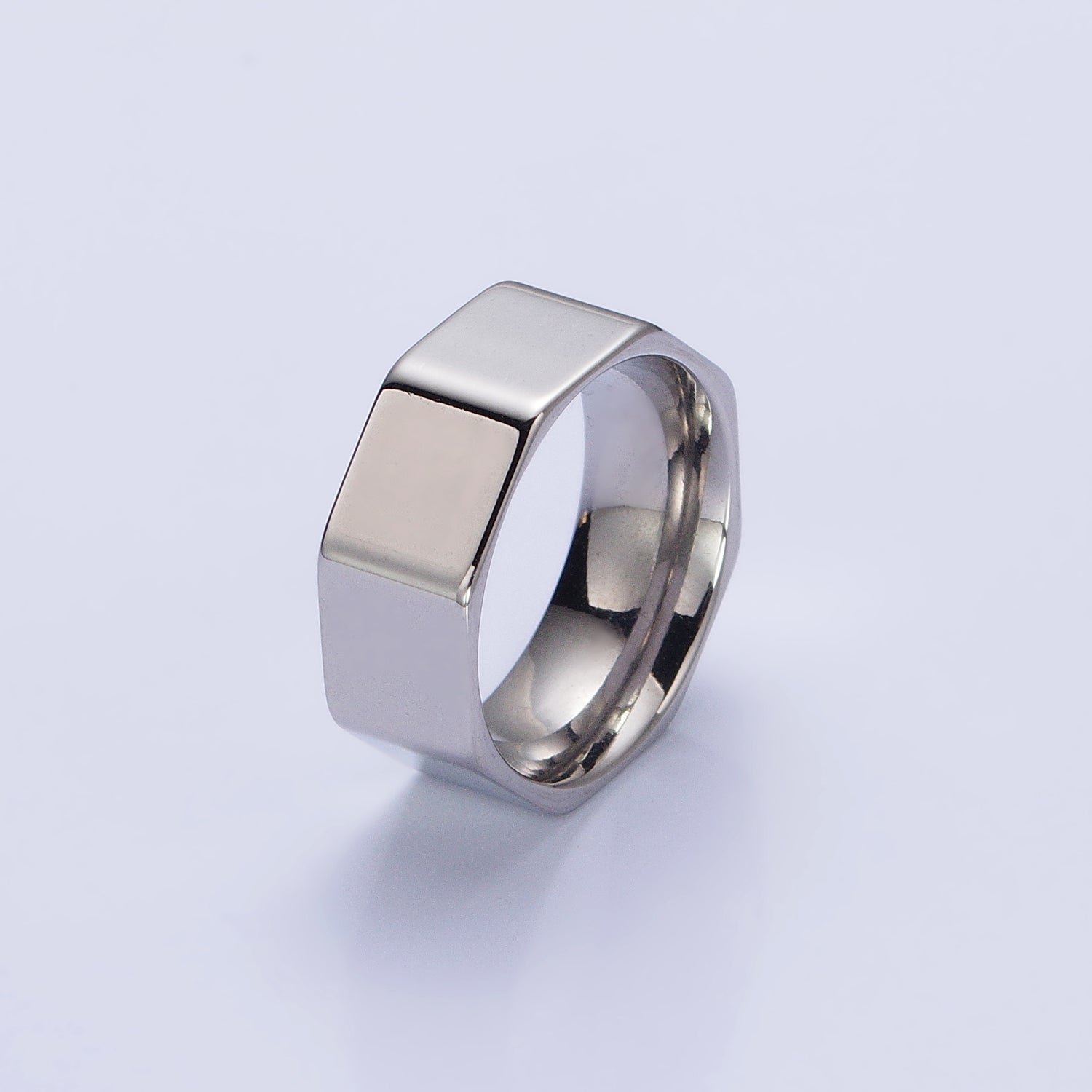 Stainless Steel Octagonal Minimalist Band Ring in Gold & Silver | O-1733~O-1740