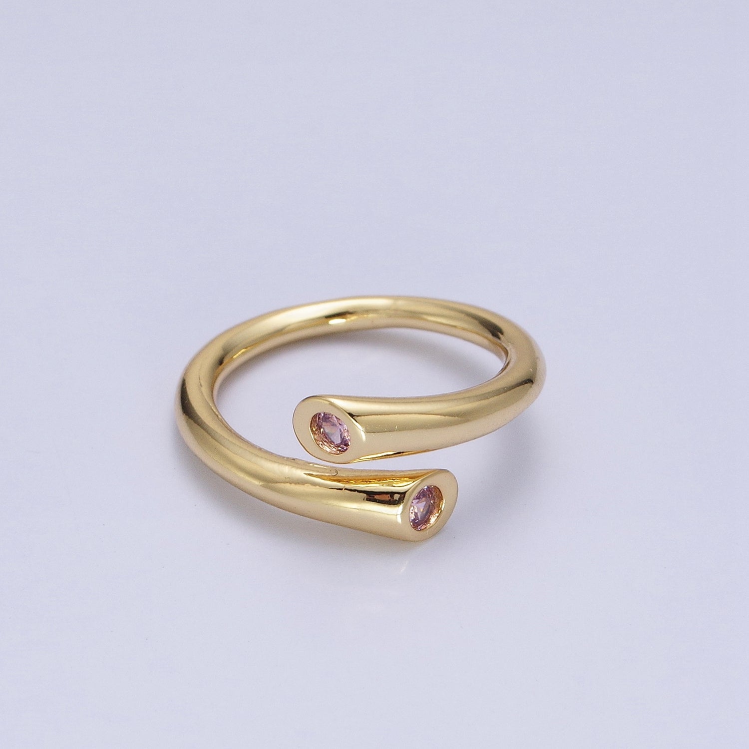 Dainty Gold Hug Ring with CZ Stone AA1243 - AA1248 - DLUXCA