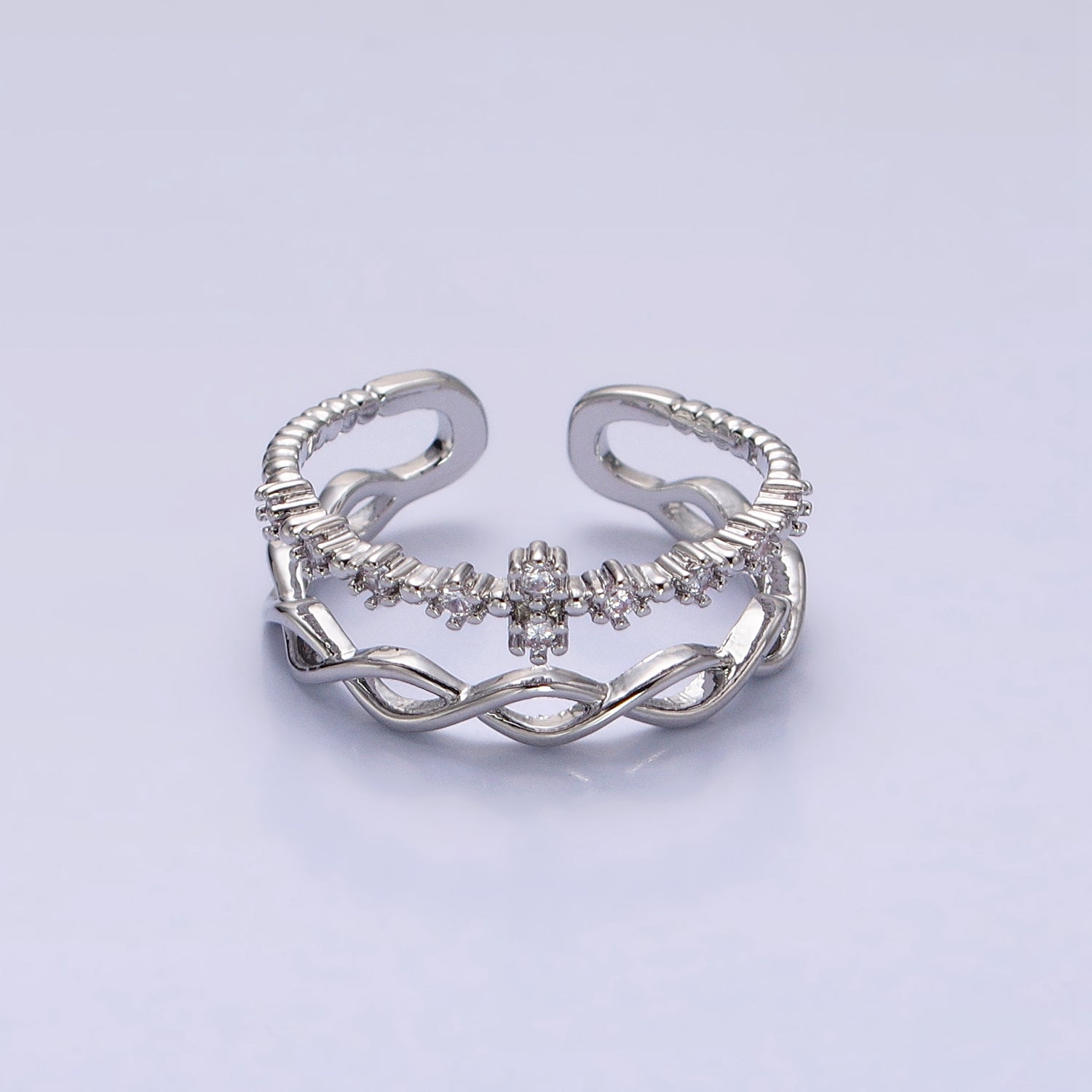Double Band Ring Gold Twist Knot Band Open Adjustable Ring AA1262 AA1263 - DLUXCA