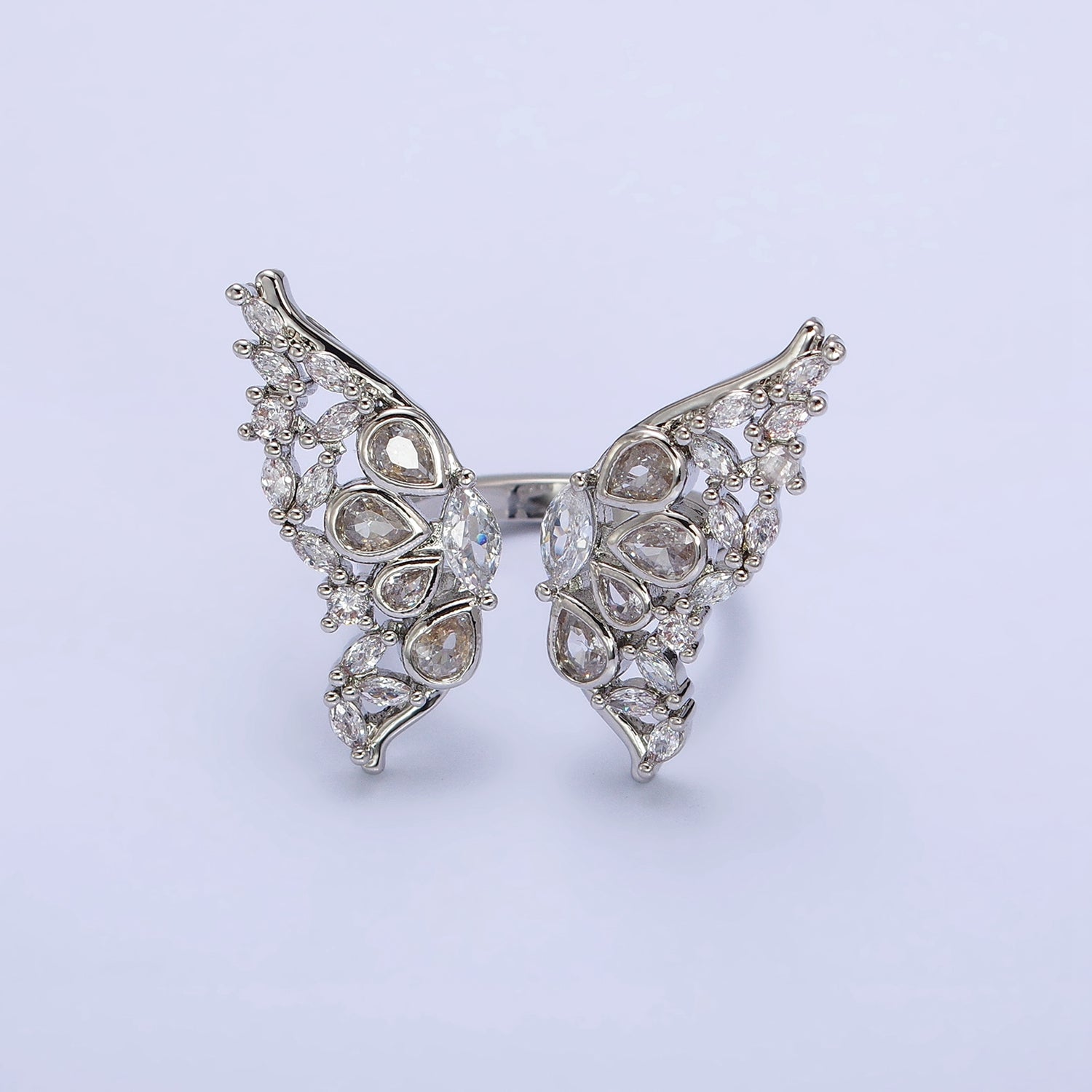 16K Gold Filled Wings Butterfly Mariposa Teardrop Marquise Open Ring in Gold & Silver | AB1410 AB1411 - DLUXCA