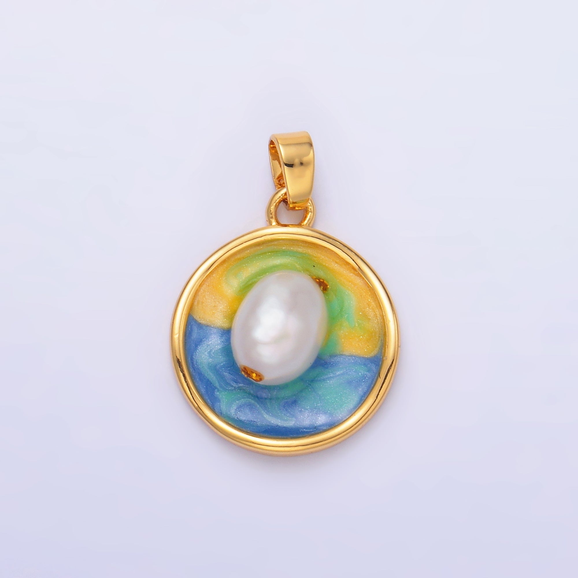24K Gold Filled Sunrise Freshwater Pearl Pendant | AA1460