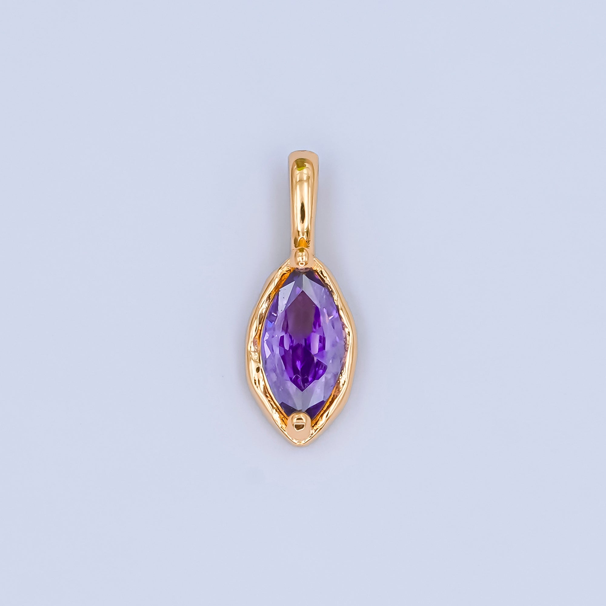24K Gold Filled Marquise CZ Molten Bezel Pendant | AA1472 - AA1477