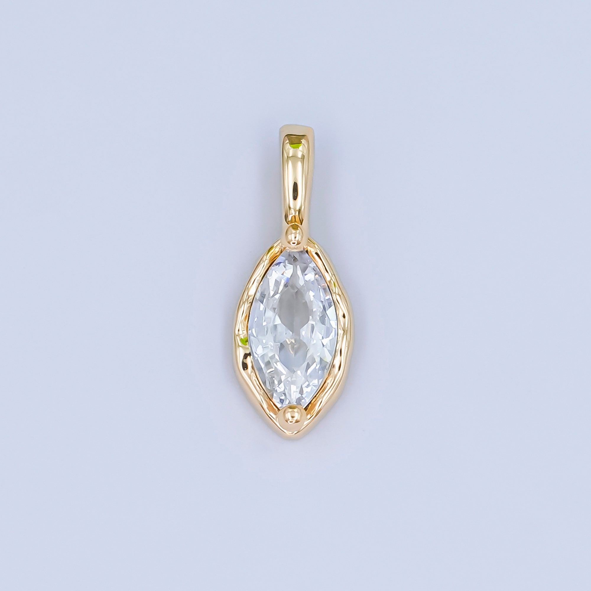 24K Gold Filled Marquise CZ Molten Bezel Pendant | AA1472 - AA1477