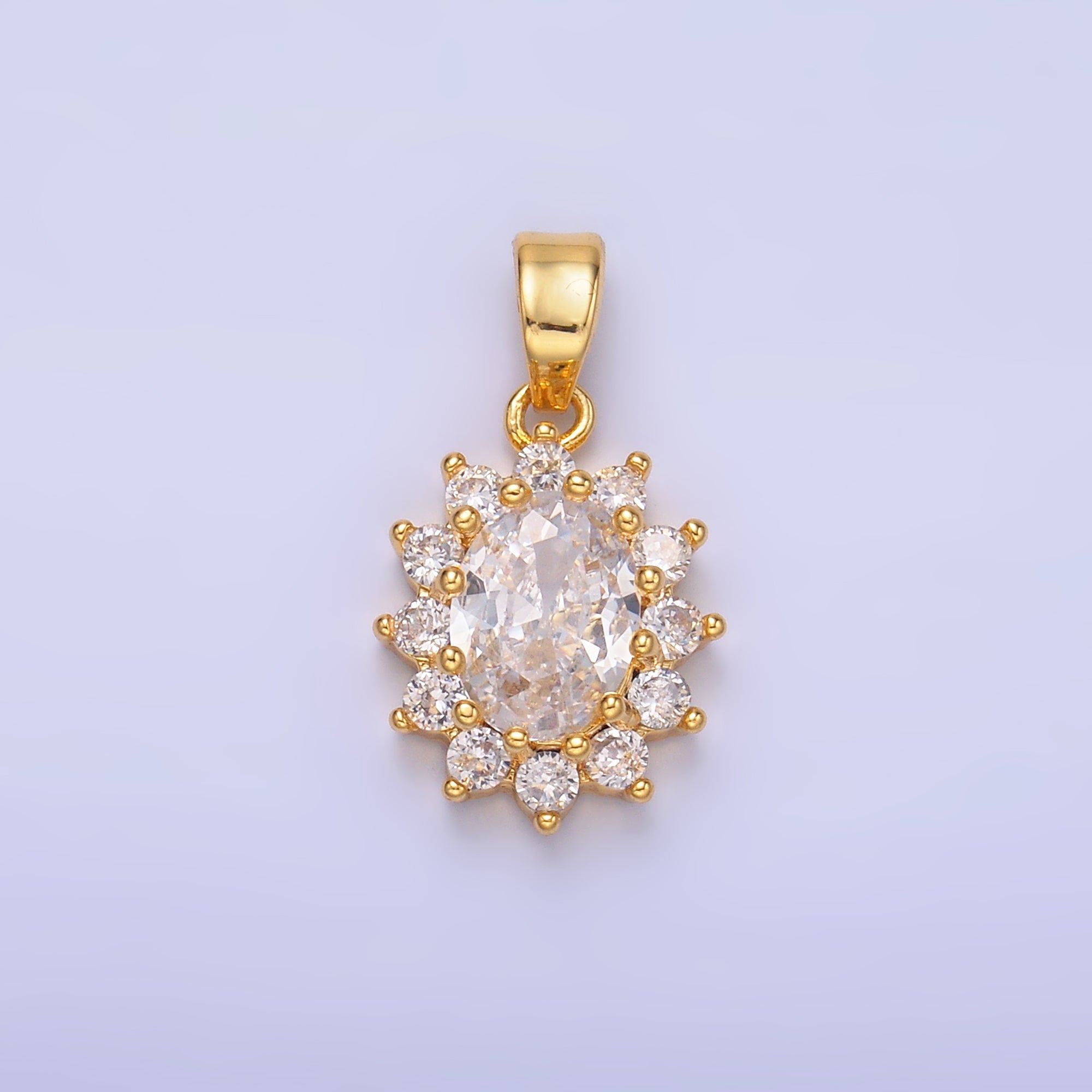24K Gold Filled CZ Celestial Flower Pendant in Gold & Silver | AA1487 - AA1492