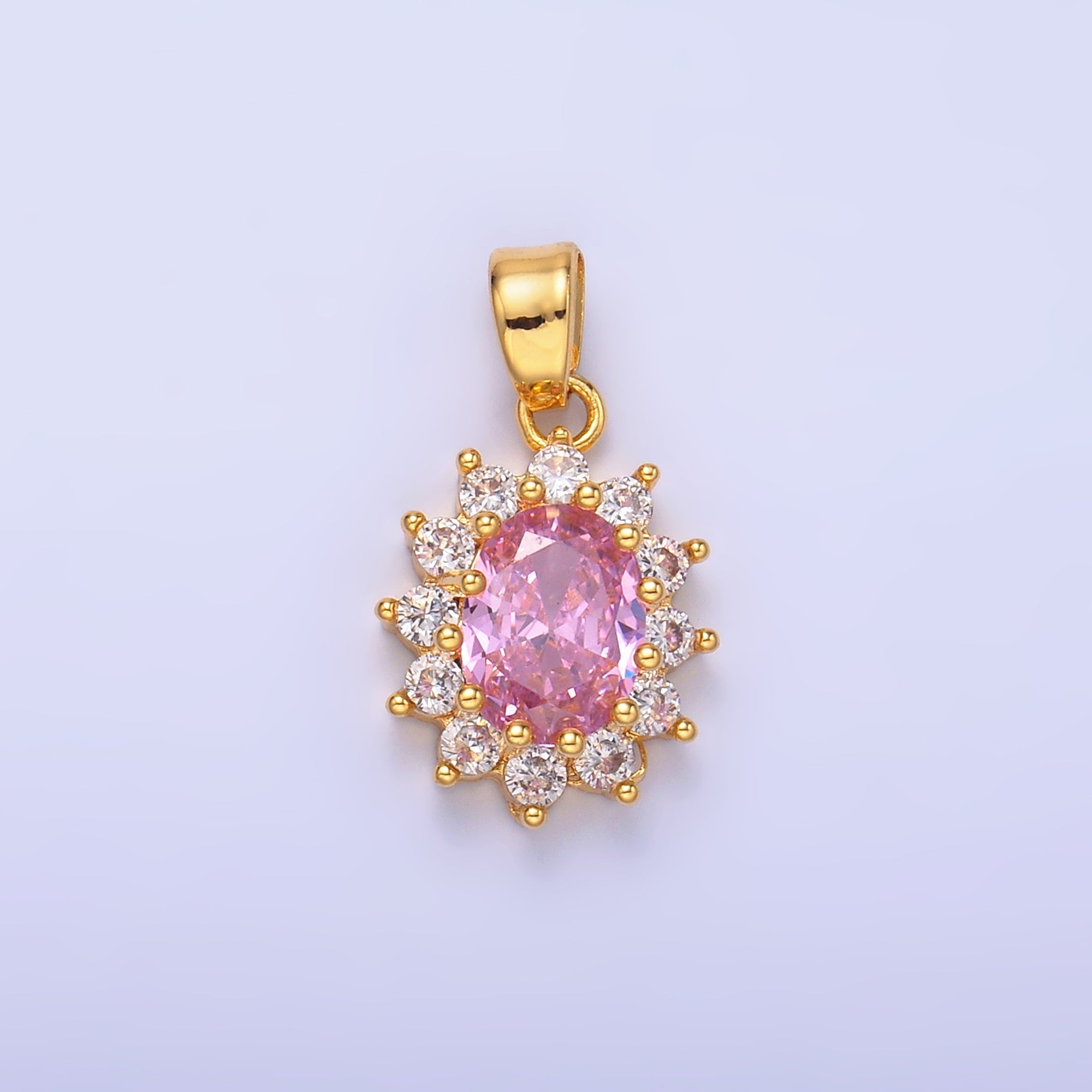 24K Gold Filled CZ Celestial Flower Pendant in Gold & Silver | AA1487 - AA1492