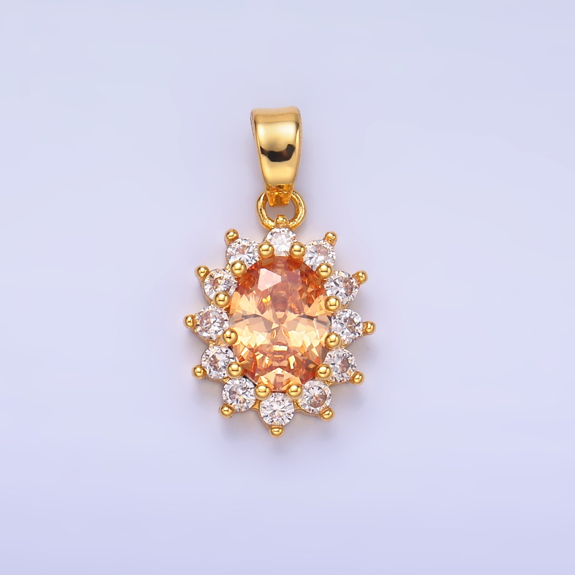24K Gold Filled CZ Celestial Flower Pendant in Gold & Silver | AA1487 - AA1492