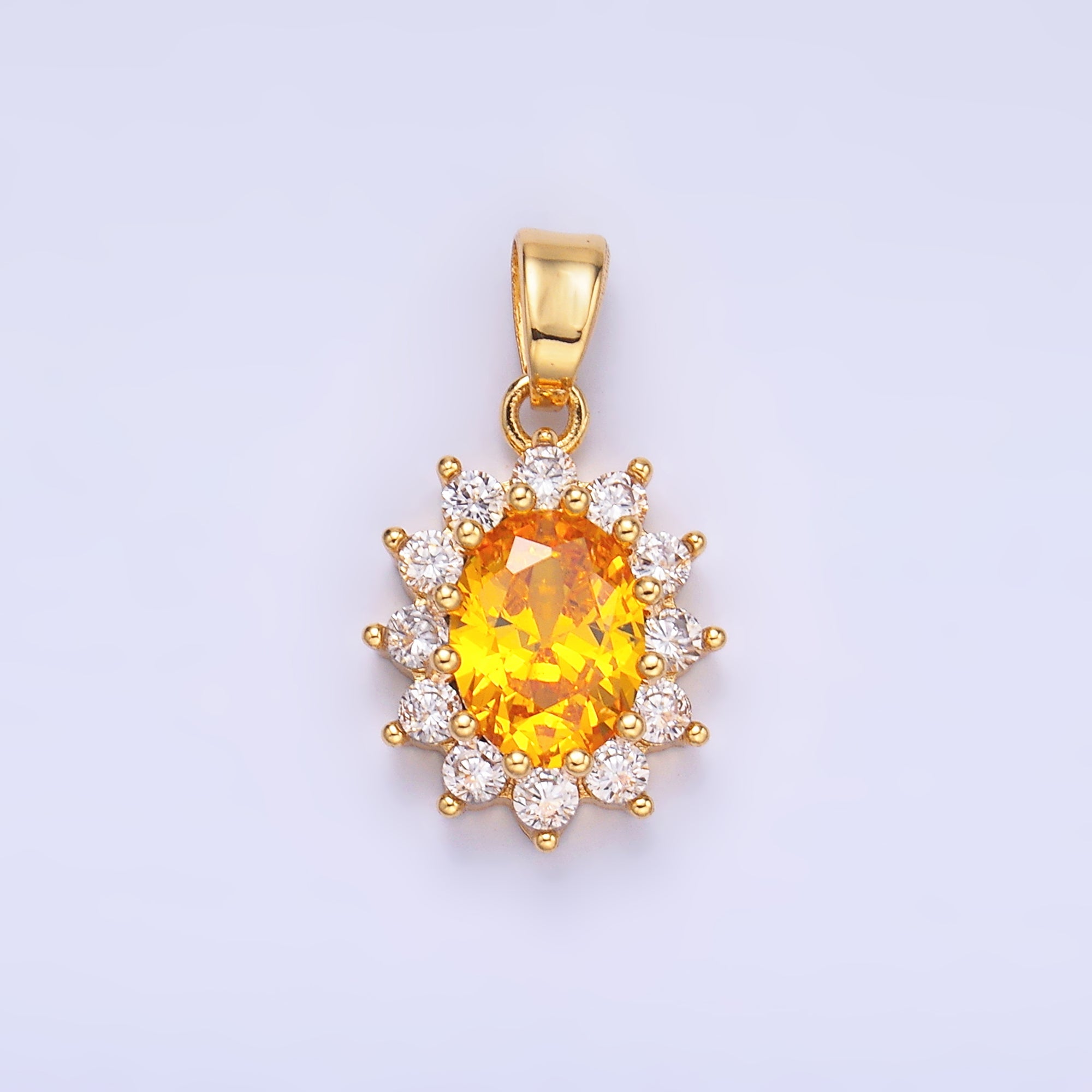 24K Gold Filled CZ Celestial Flower Pendant in Gold & Silver | AA1487 - AA1492
