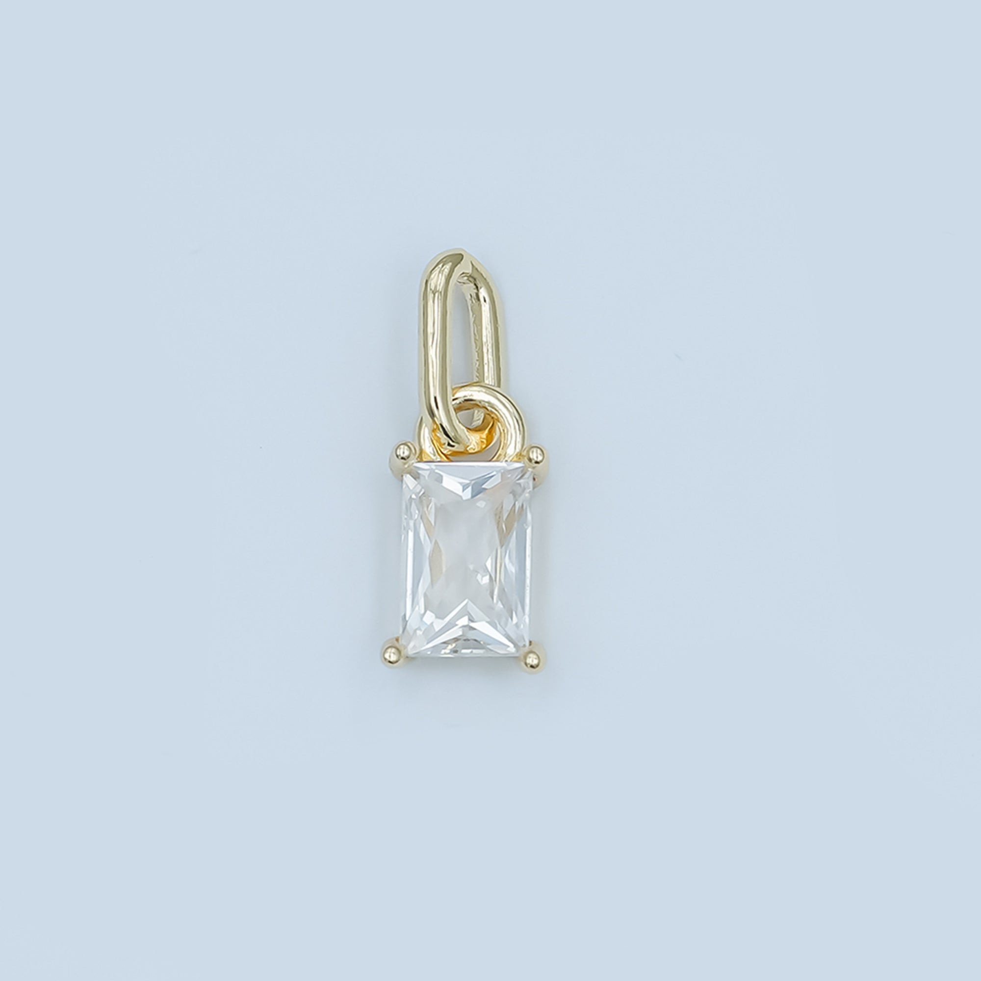 24K Gold Filled Clear Baguette Link Bail Pendant | AA1502
