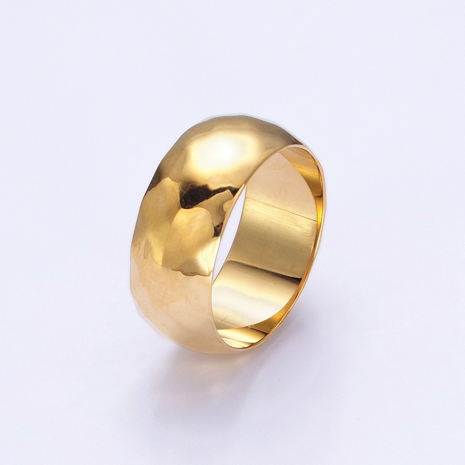 Stainless Steel Chunky Hammered Minimalist Band Ring in Gold & Silver | O-1649~O-1656
