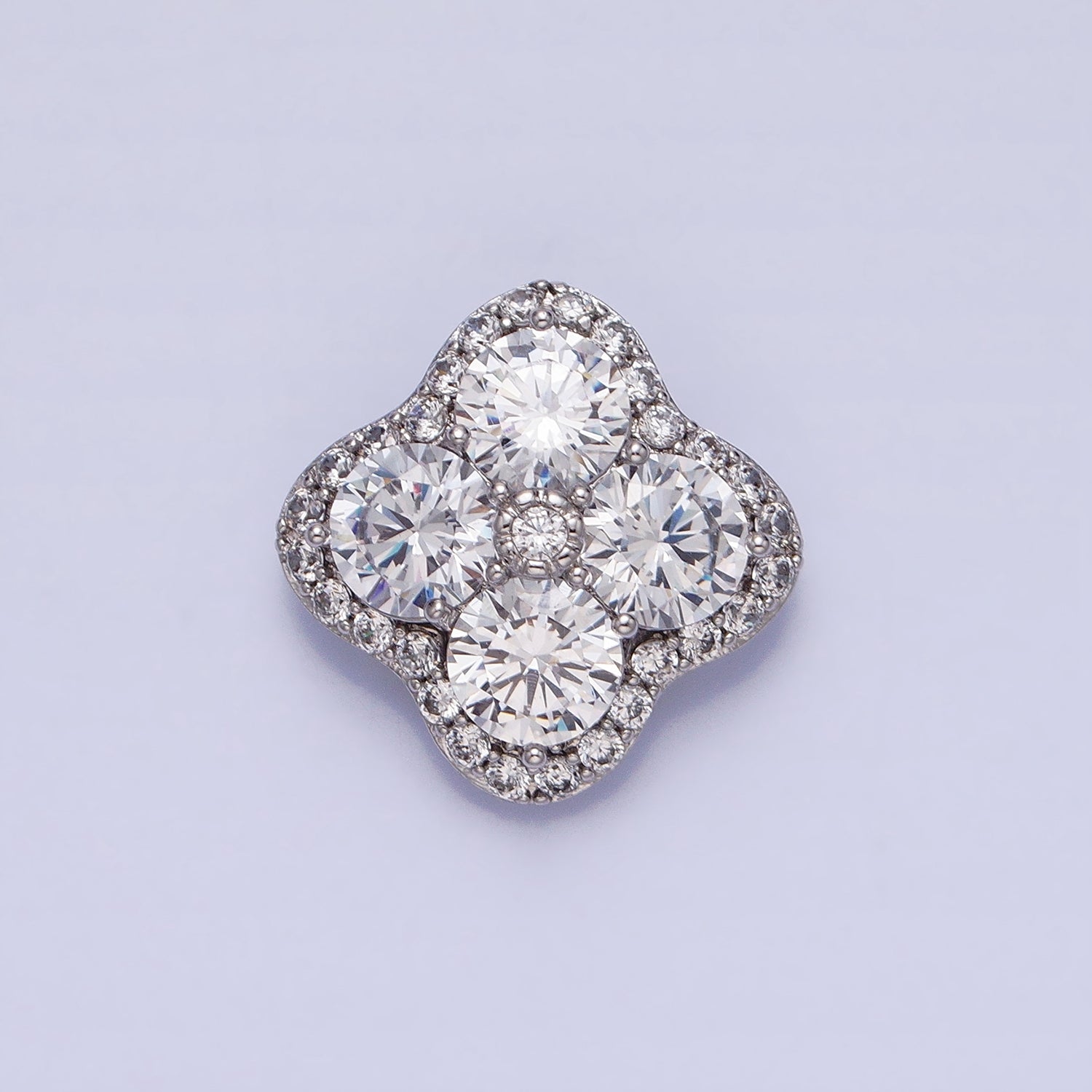 Mini Clover Charm Micro Pave Silver Four Leaf Pendant Minimalist Jewelry AA250 - DLUXCA