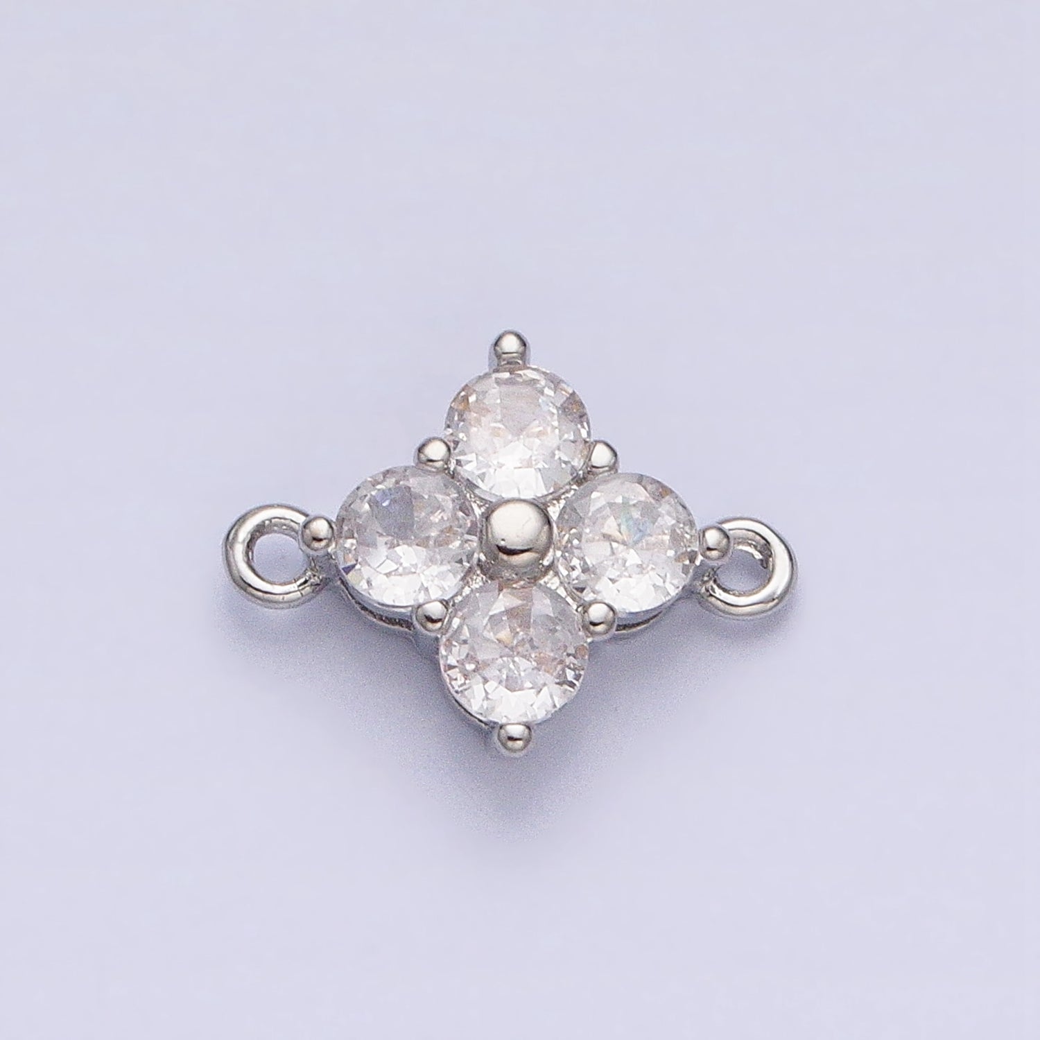 18K Gold Filled Clear Quatrefoil Clover Flower Connector in Gold & Silver | Y-843