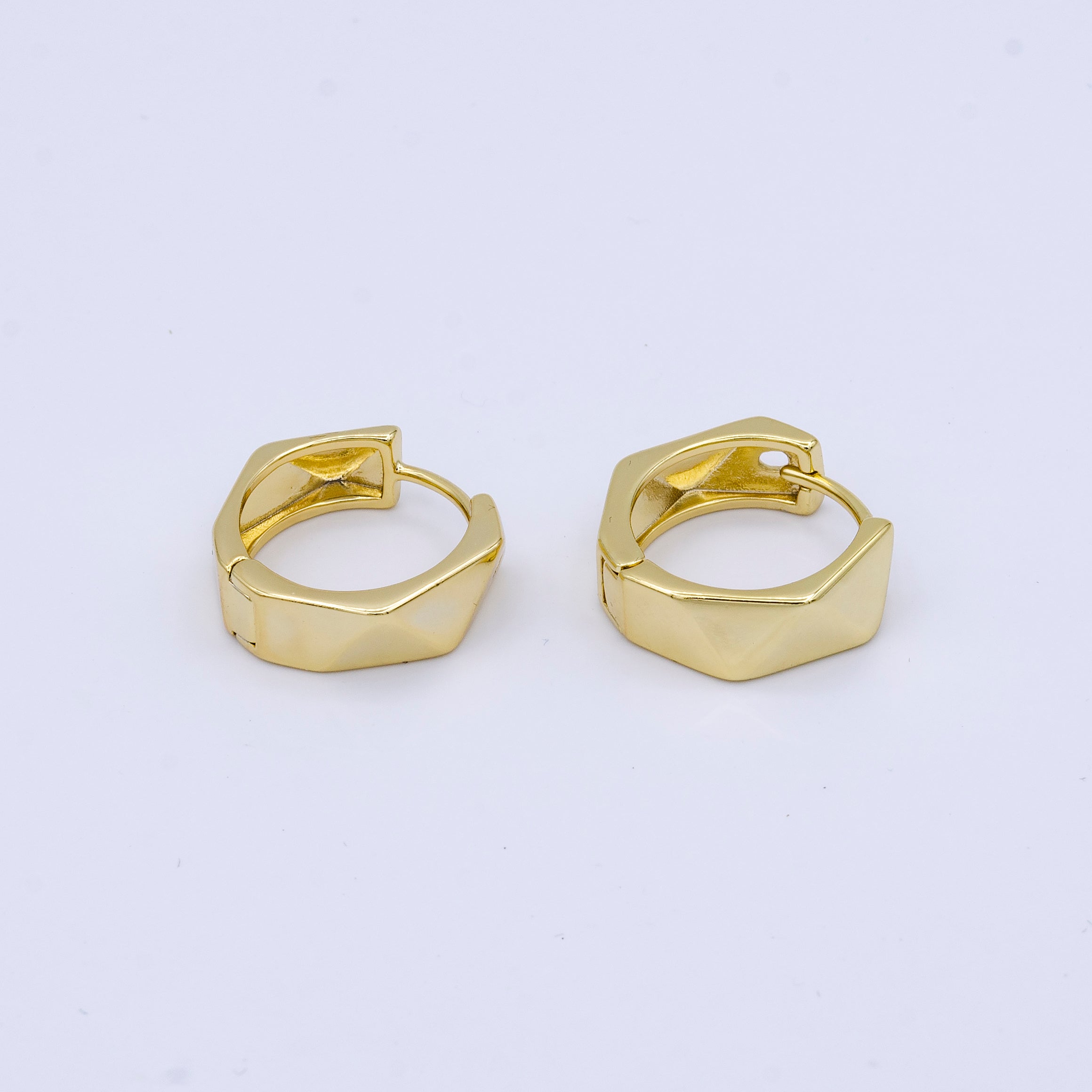 24K Gold Filled 18mm Geometric Abstract Huggie Hoop Earrings | AB1020 - DLUXCA
