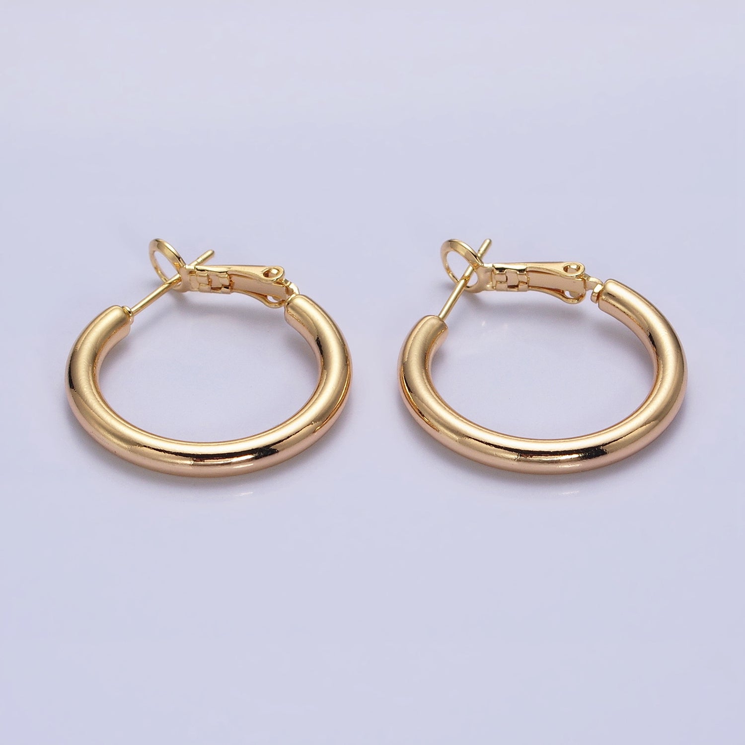 Silver, Gold 25mm Minimalist Hinge Hoop Earrings | AB1095 AB1097 - DLUXCA