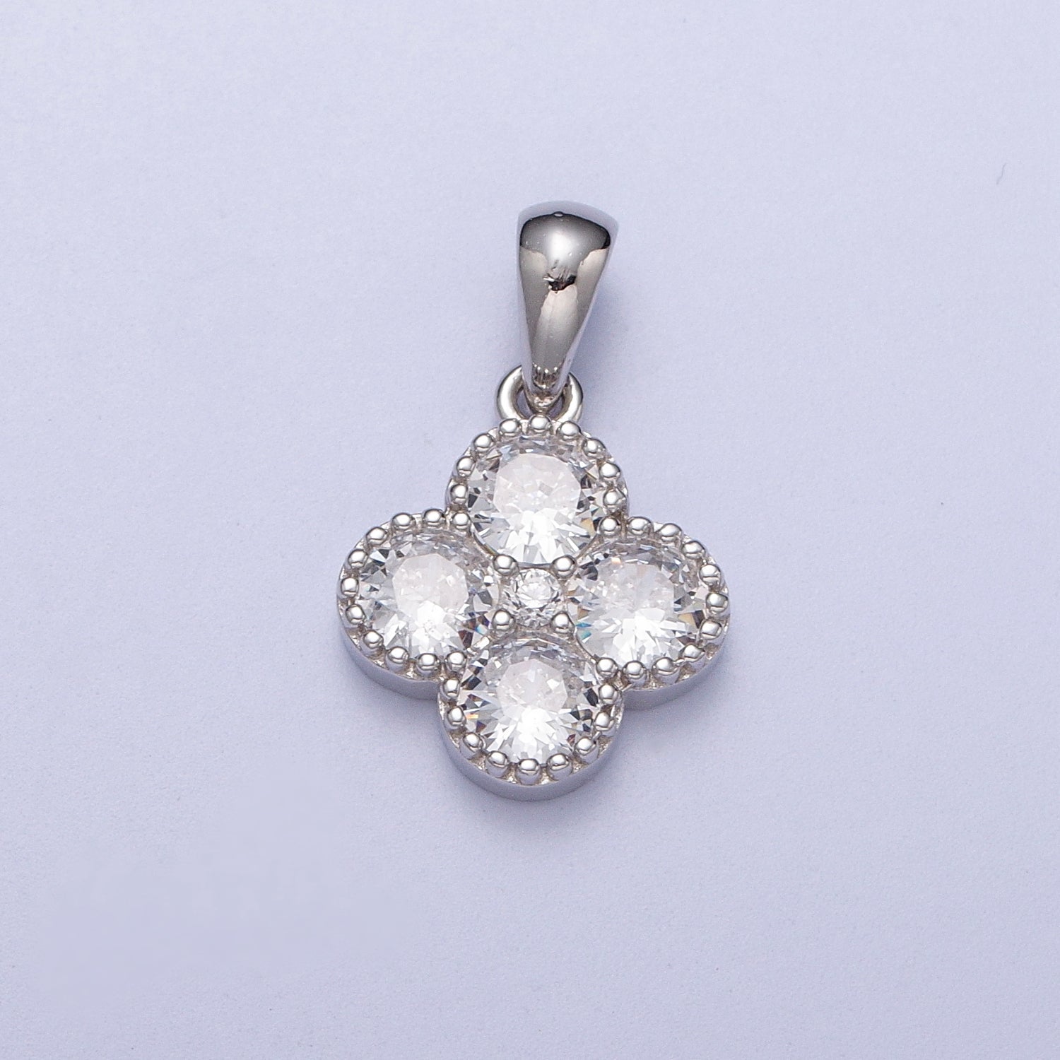 S925 Sterling Silver Clover Charm Lucky Four Leaf Pendant AB-11130 - DLUXCA