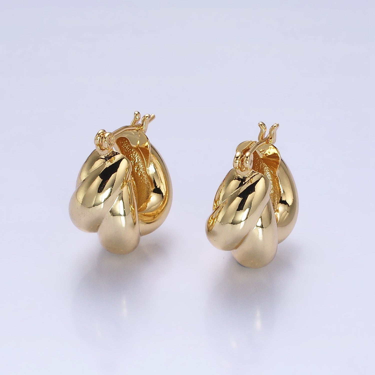 24K Gold Filled 21mm Dome Croissant Latch Earrings in Silver & Gold | AB-1429 AB-1432