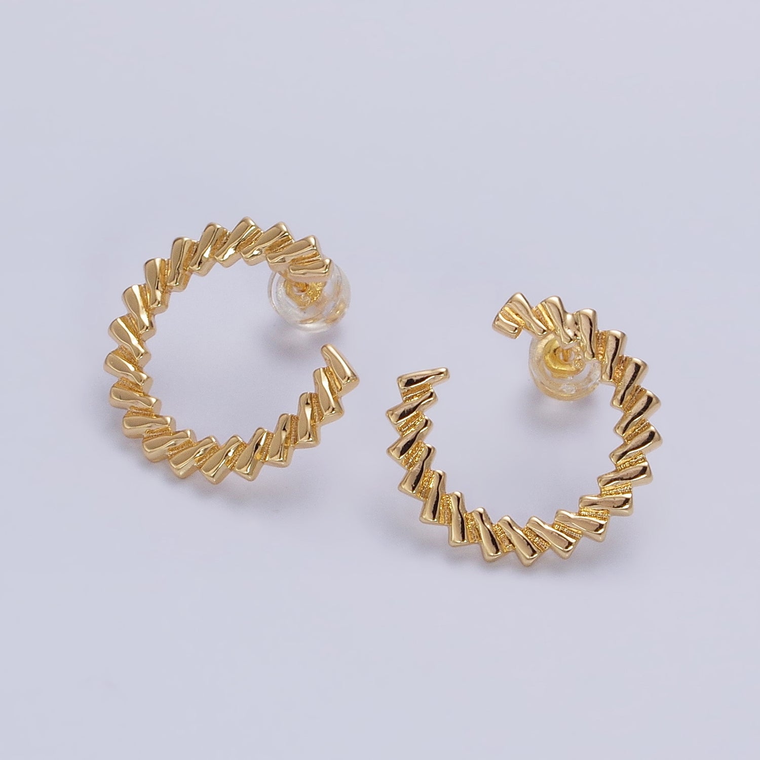 Gold, Silver 20mm Geometric Band Circular Modern Wave Stud Earrings | AB601 AB963