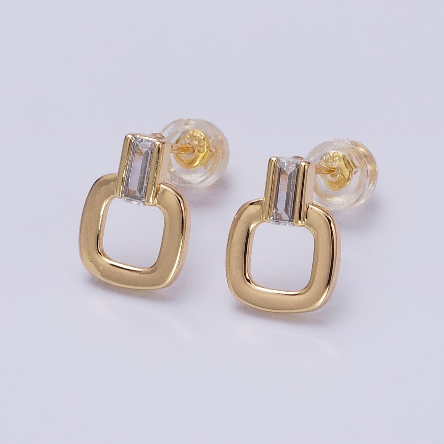 Minimalist Square Stud Earrings, Silver and Gold Modern Geometric Stud Earrings AB-641 AB-642