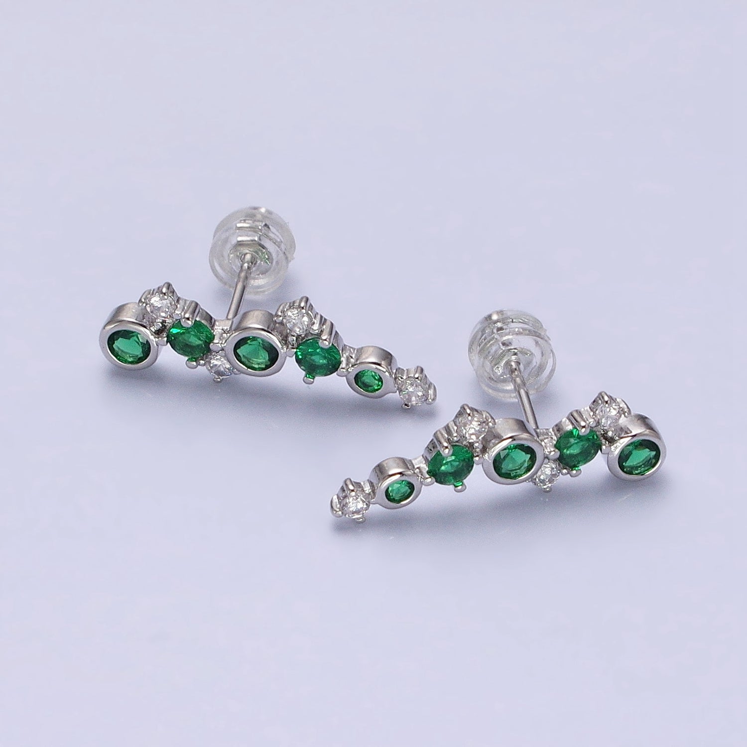 Emerald Green stud earring dainty ear crawler studs Cz stud earrings AB661 AB662