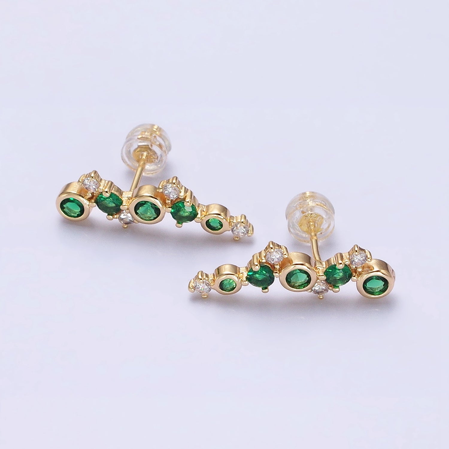 Emerald Green stud earring dainty ear crawler studs Cz stud earrings AB661 AB662