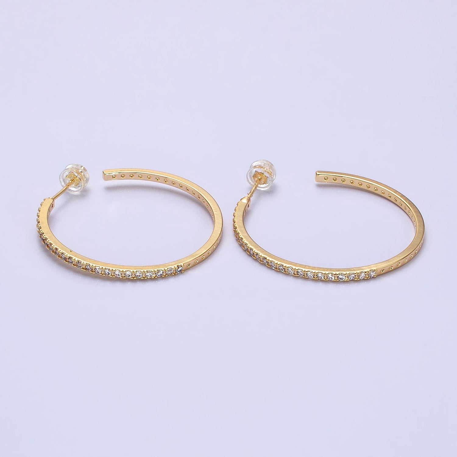Minimalist Gold Hoop Earring with CZ Stone Simple Silver Hoop Earring for Everyday Use AB674 AB677