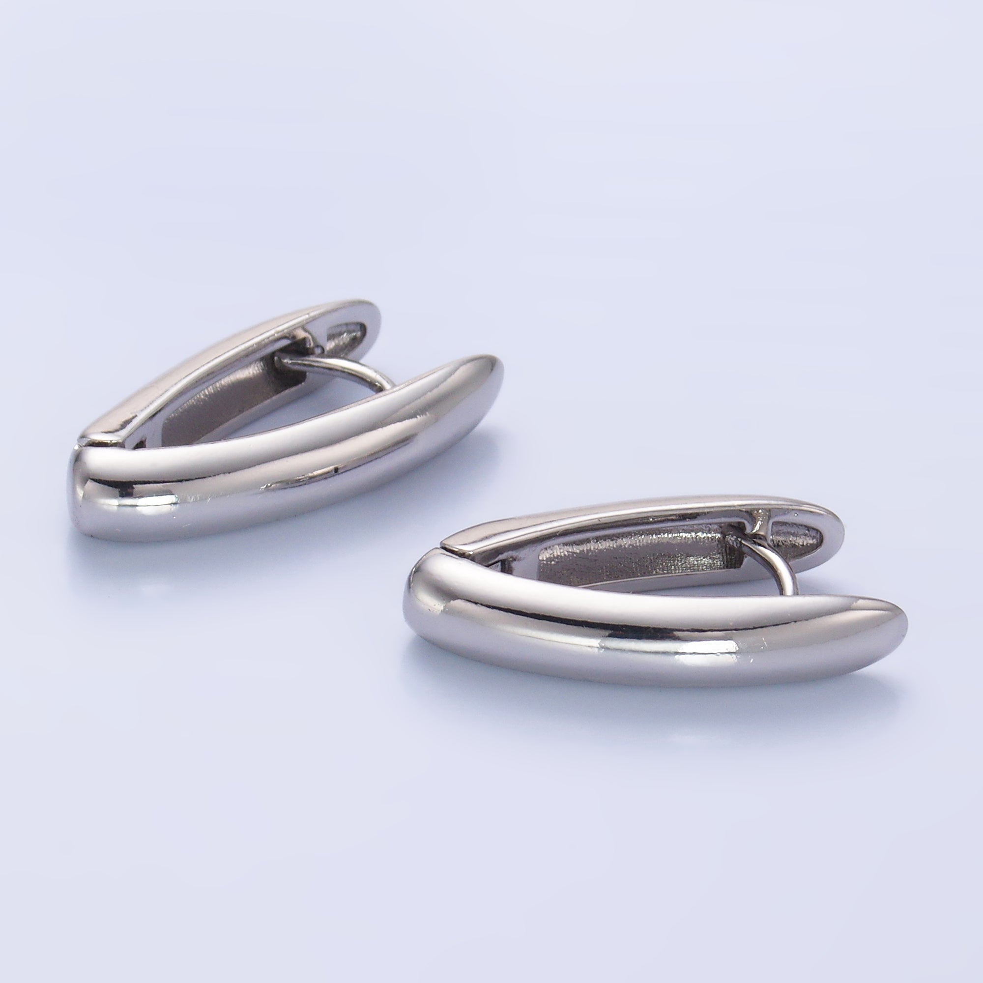 24K Gold Filled Minimalist V-Shaped Hoop Earrings in Gold & Silver | AB681 AB682