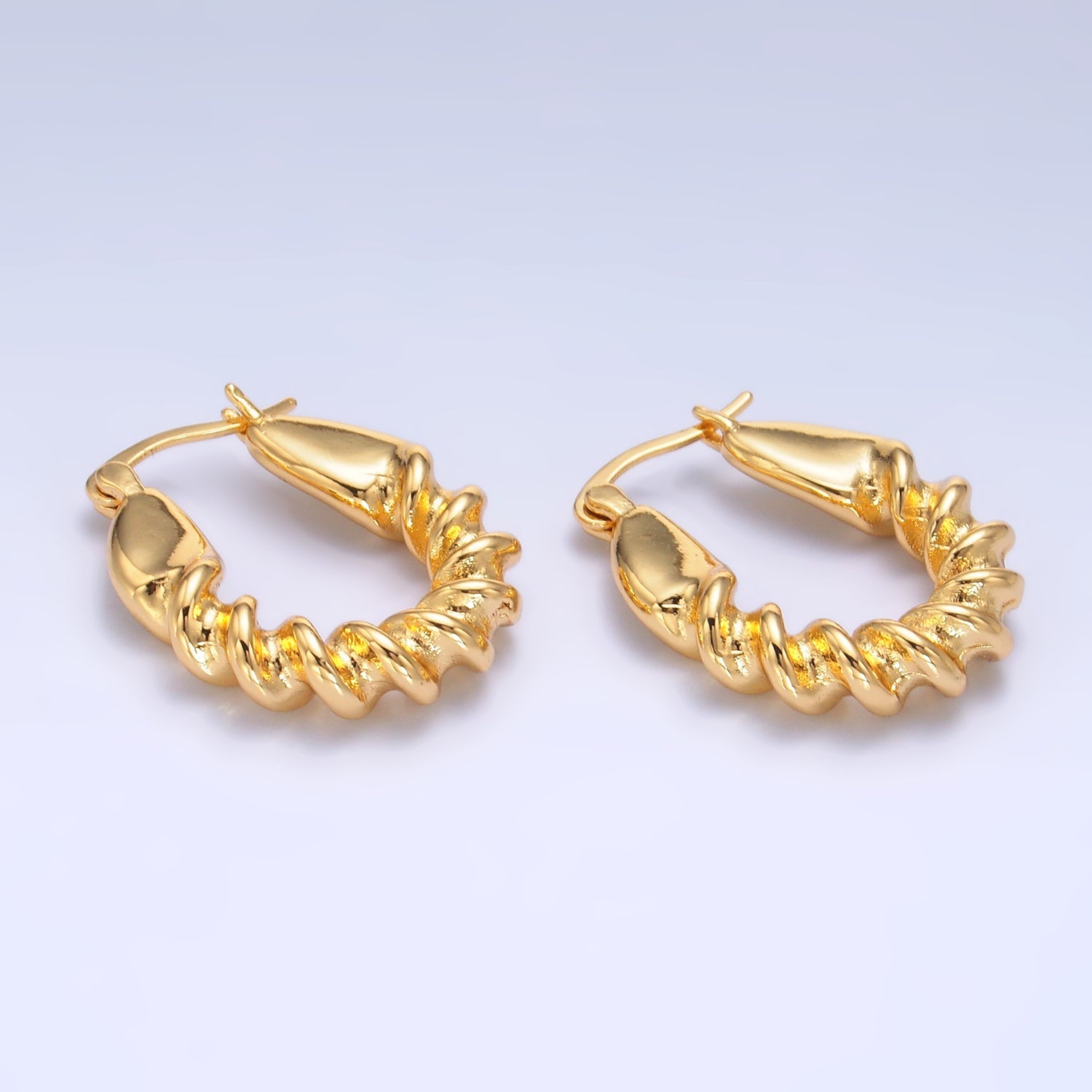24K Gold Filled 25mm Twisted Latch Hoop Earrings | AB686