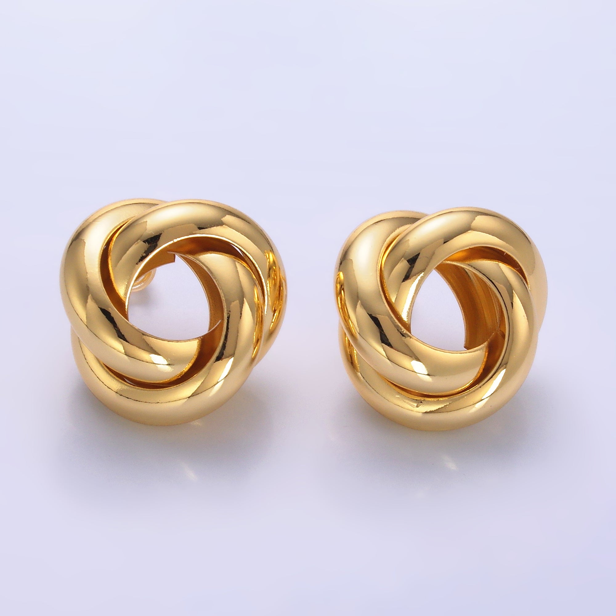 24K Gold Filled Geometric Circular Knot Stud Earrings in Gold & Silver | AB699 AB700
