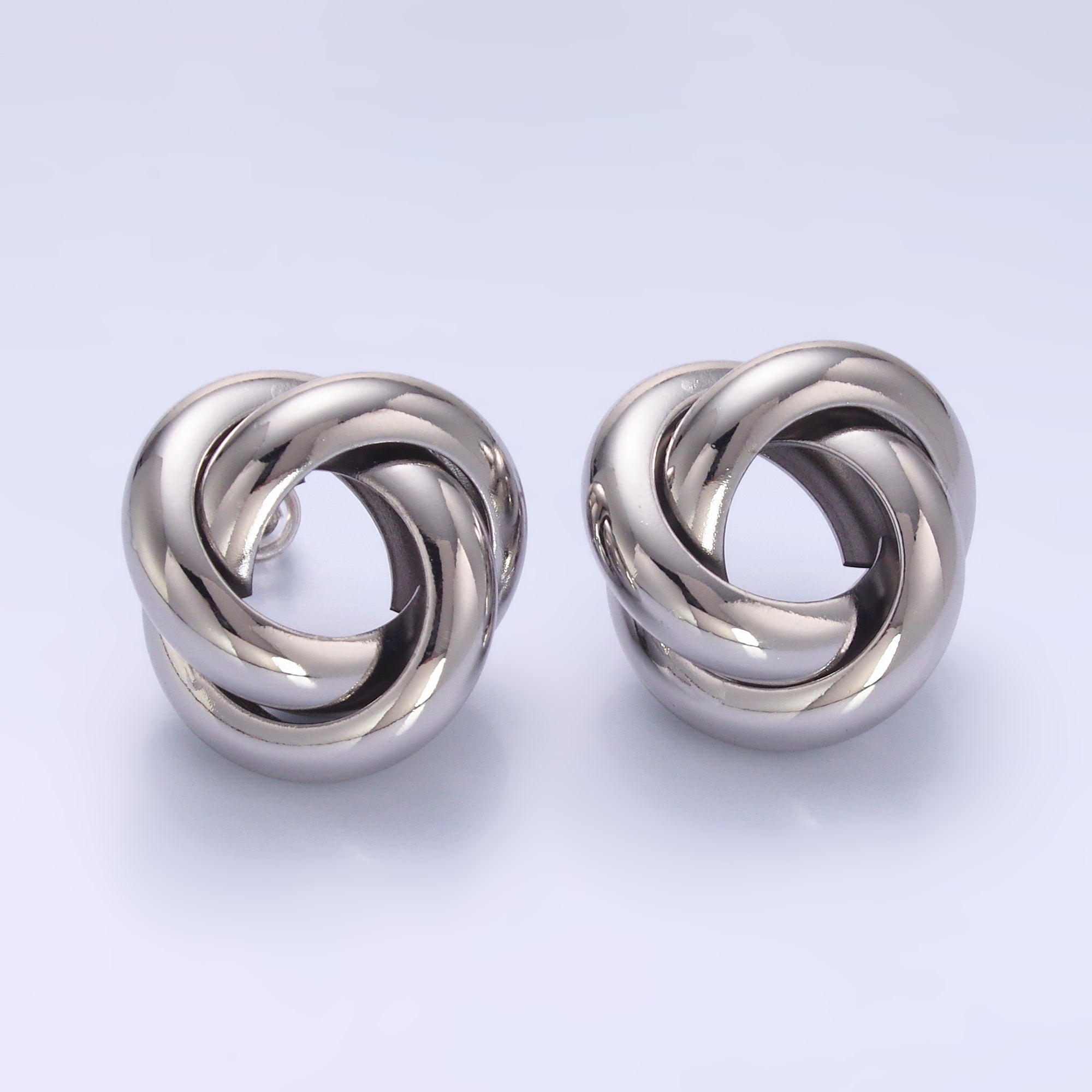 24K Gold Filled Geometric Circular Knot Stud Earrings in Gold & Silver | AB699 AB700