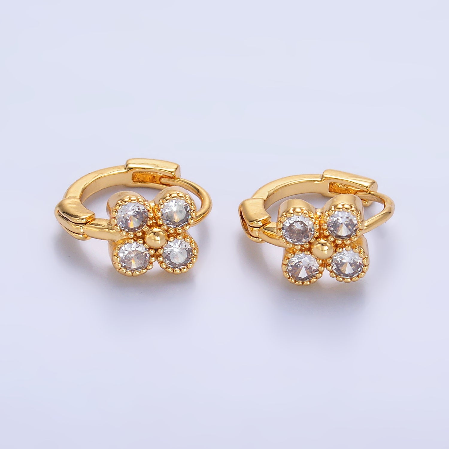 Mini Cubic Flower CZ Huggie Earring | AB-702