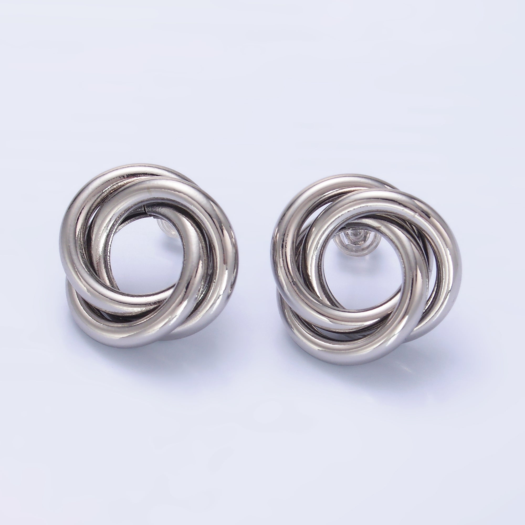 24K Gold Filled 20mm Geometric Circular Knot Stud Earrings in Gold & Silver | AB706 AB707