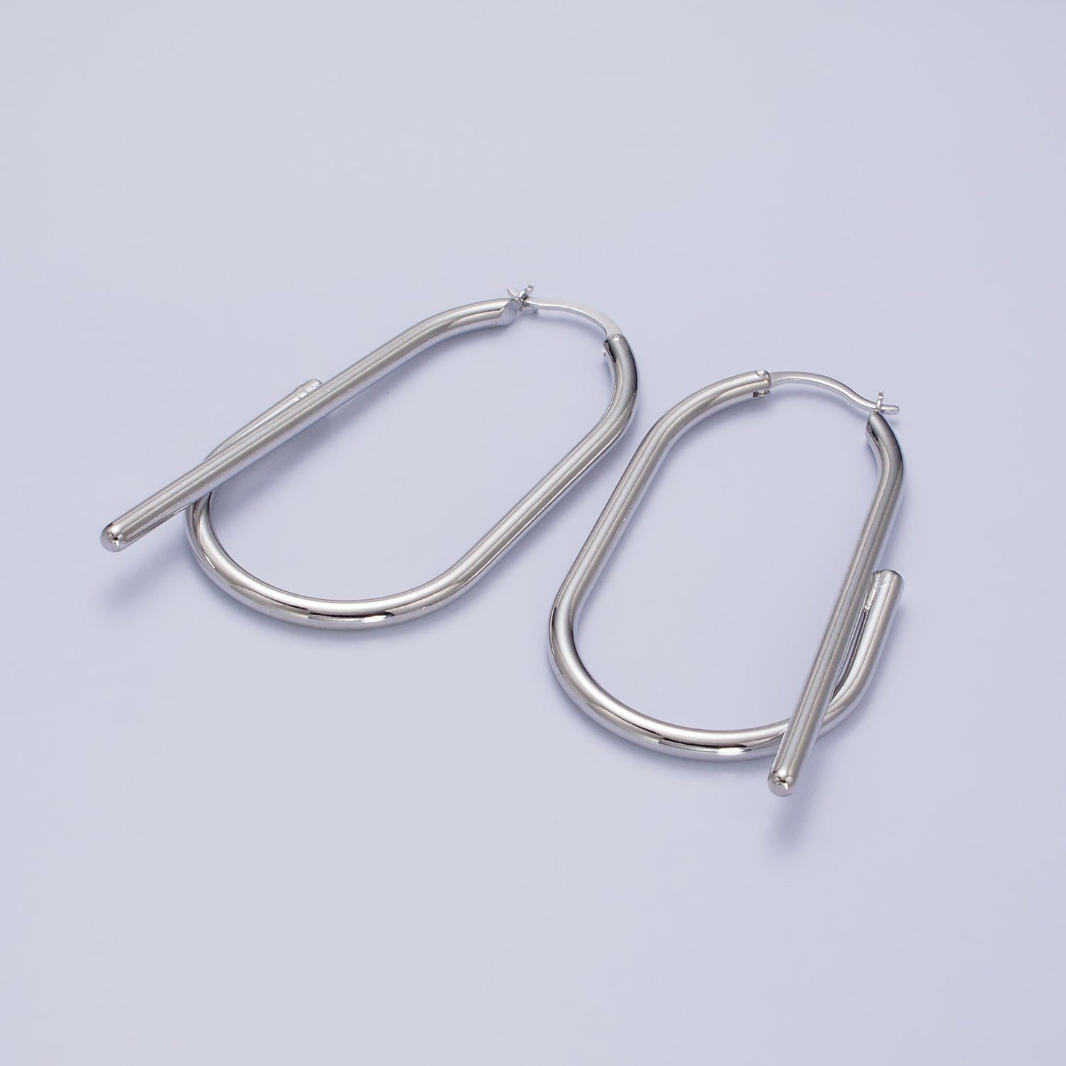 Gold Twisted Oval Hinged Hoop Earring with Hinged Closure Silver Big Oval Hoop Statement Jewelry AB733 AB942