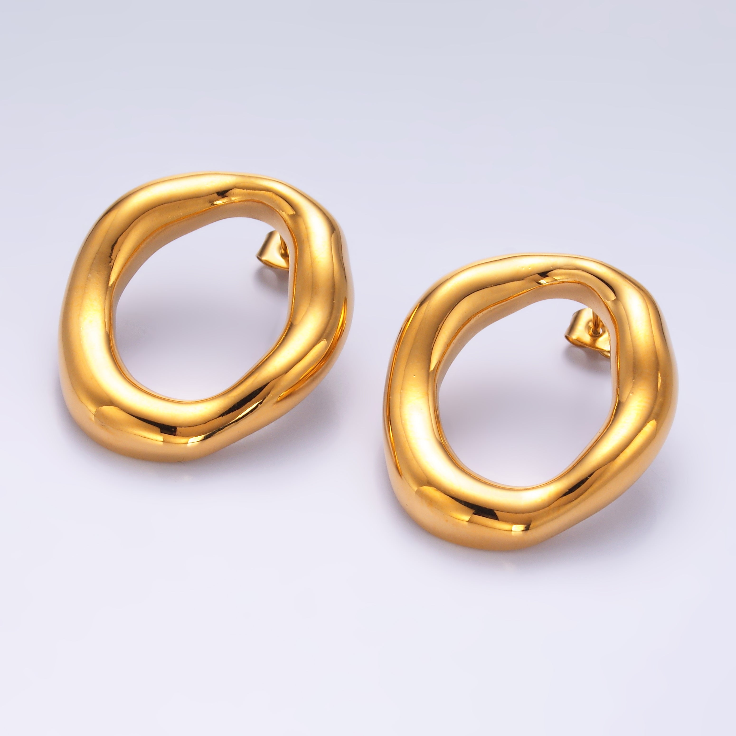 Stainless Steel Minimalist Molten Round Stud Earrings | AB746