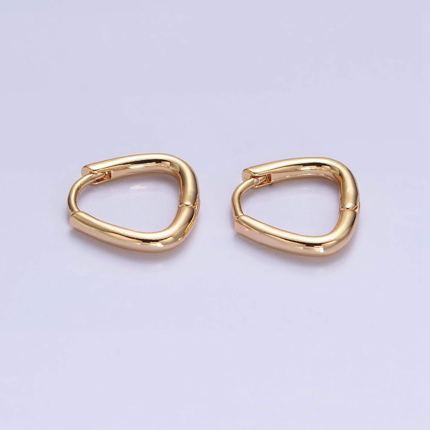 16K Gold Filled 11.5mm Triangle Minimalist Cartilage Huggie Earrings in Gold & Silver | AB825 AD823