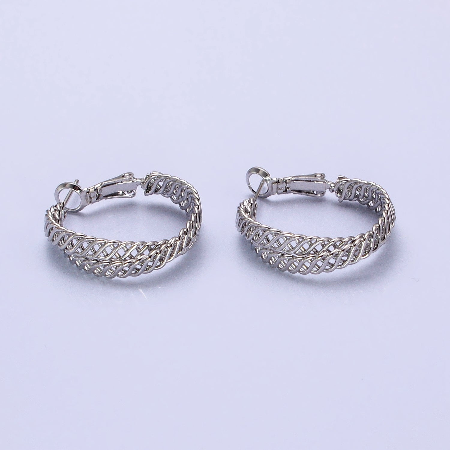 Gold Woven Hoop Earrings, Gold Braided Hoop Earrings Silver Modern Earring AB932 AB936 - DLUXCA