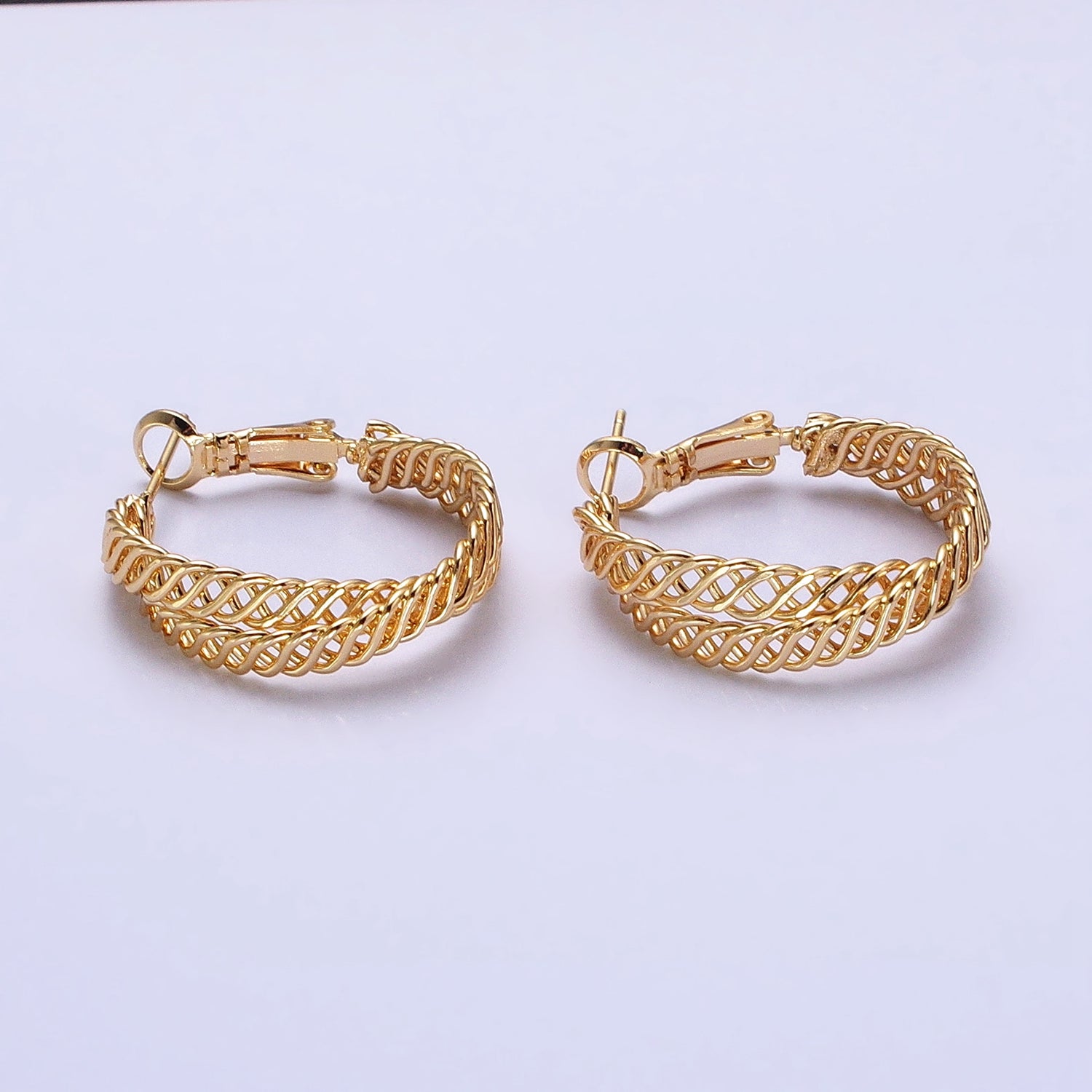 Gold Woven Hoop Earrings, Gold Braided Hoop Earrings Silver Modern Earring AB932 AB936 - DLUXCA