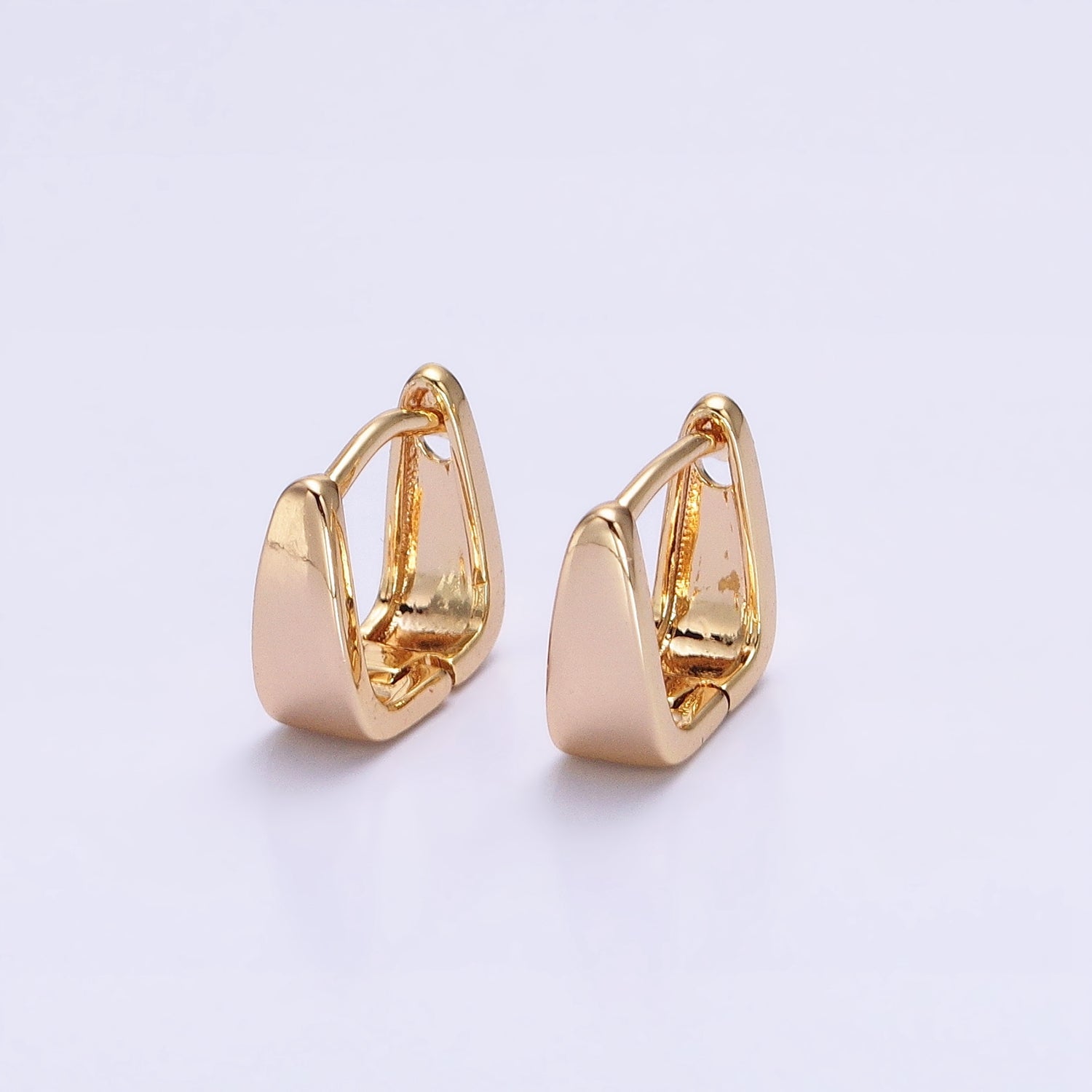 Silver, Gold Geometric Square Triangle 10mm Cartilage Huggie Earrings | AB965 AB966